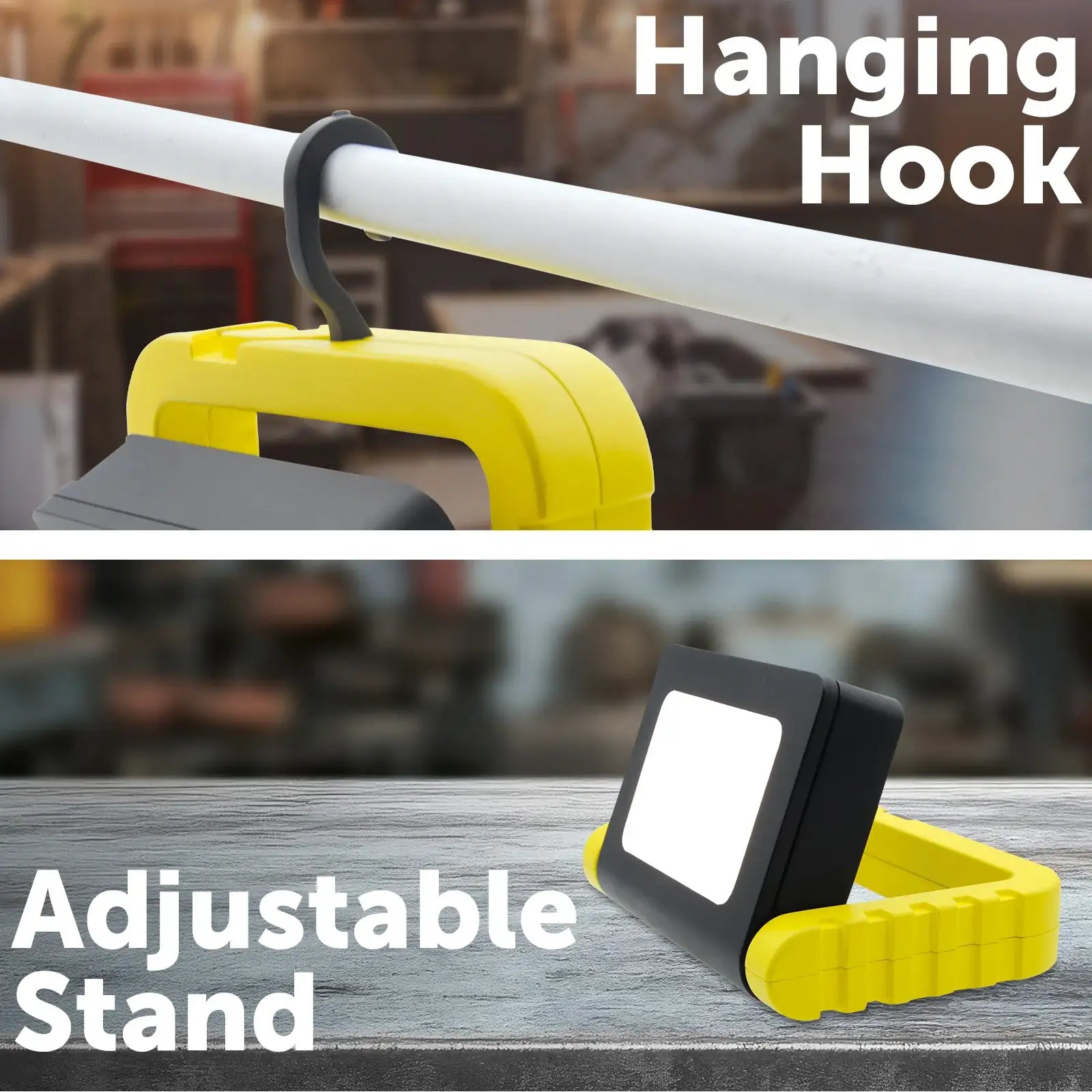 Portable 5W battery-operated LED work light with hook and magnetic stand