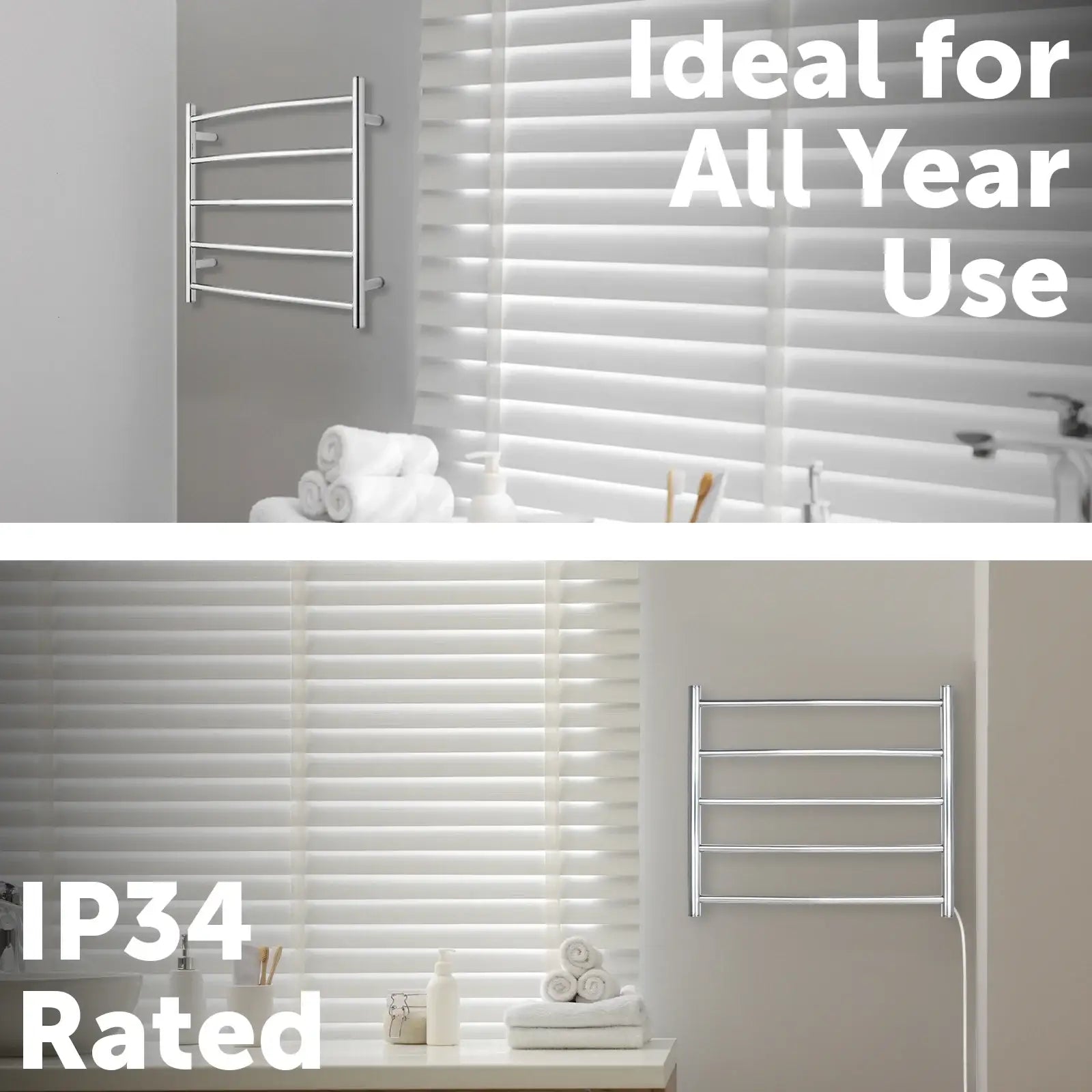 Arlec 5 bar 40W stainless steel towel rail for heating and drying towels