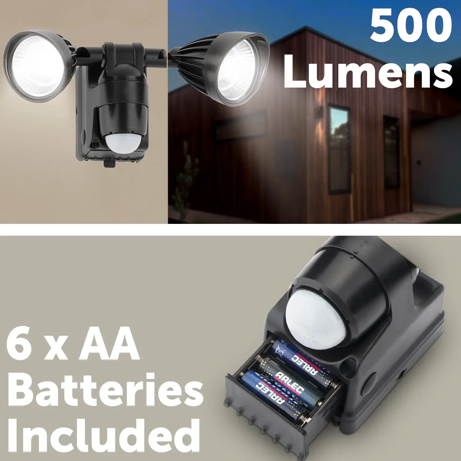 Arlec battery-operated LED spotlight – 6.5W motion sensor garden or security light with adjustable head and IP44 rating