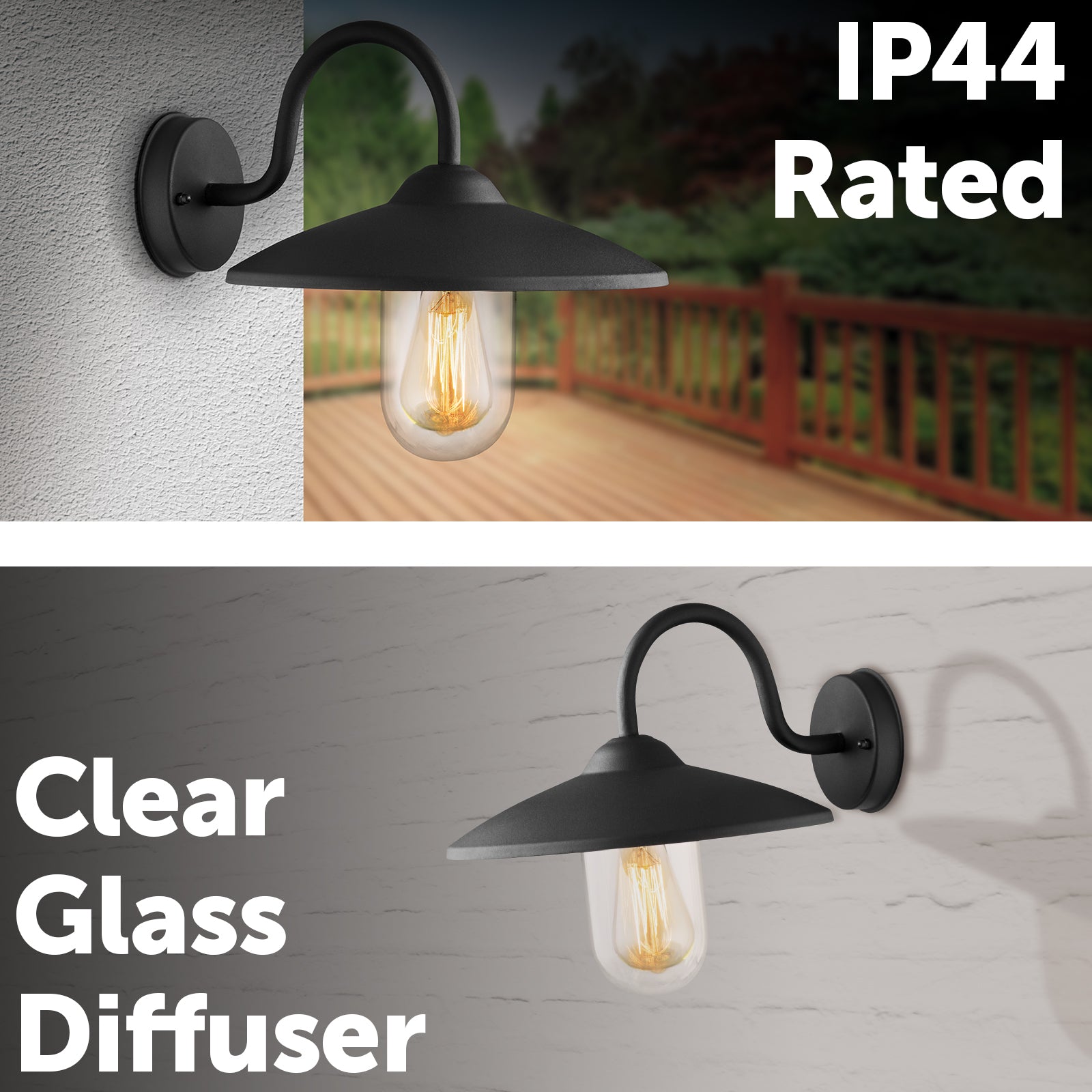 Arlec 60W Black Bristol Wall Farm Light - outdoor lighting solution