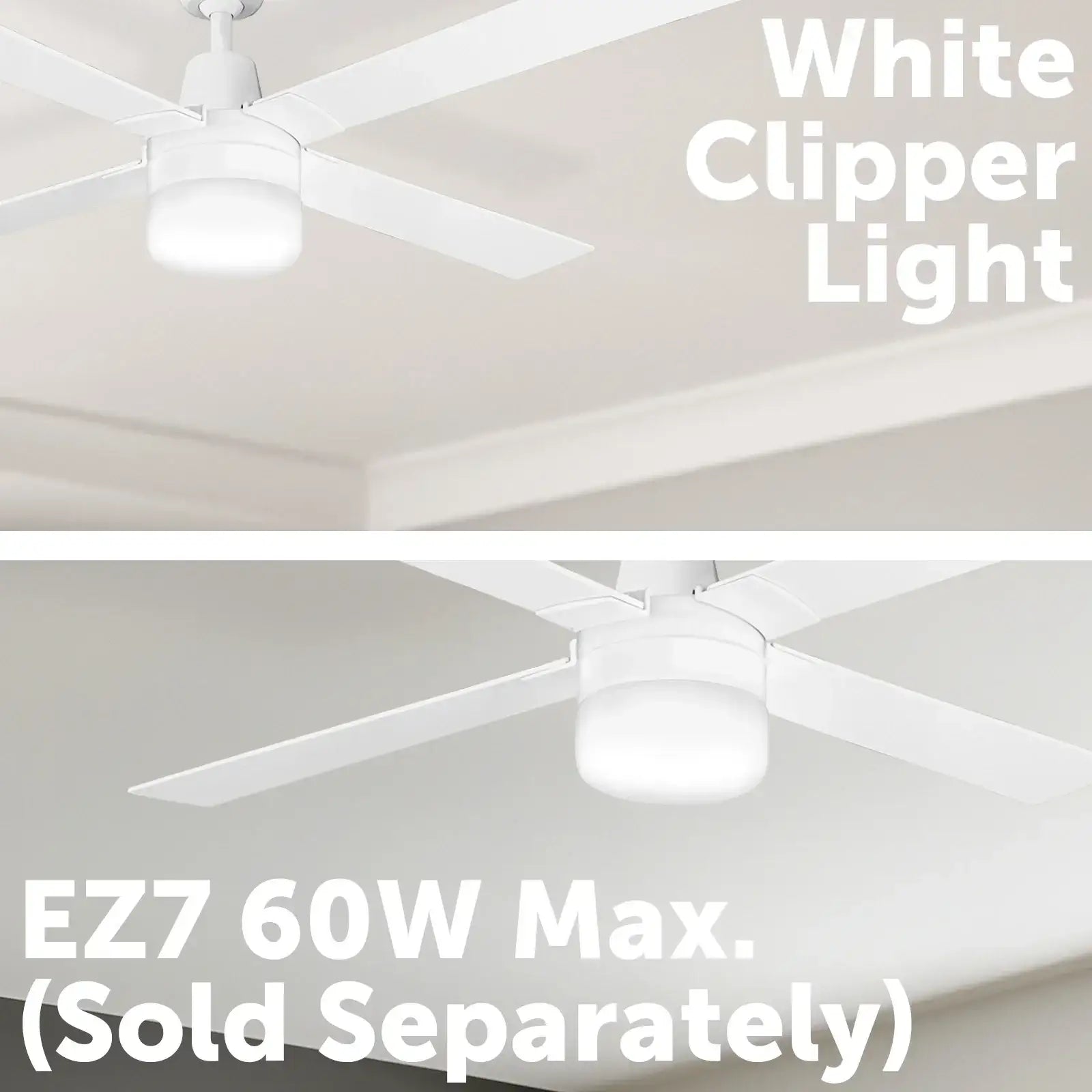 Arlec 60W White Clipper Ceiling Fan Light – Easy-Fit E27 Light Kit for Ceiling Fans