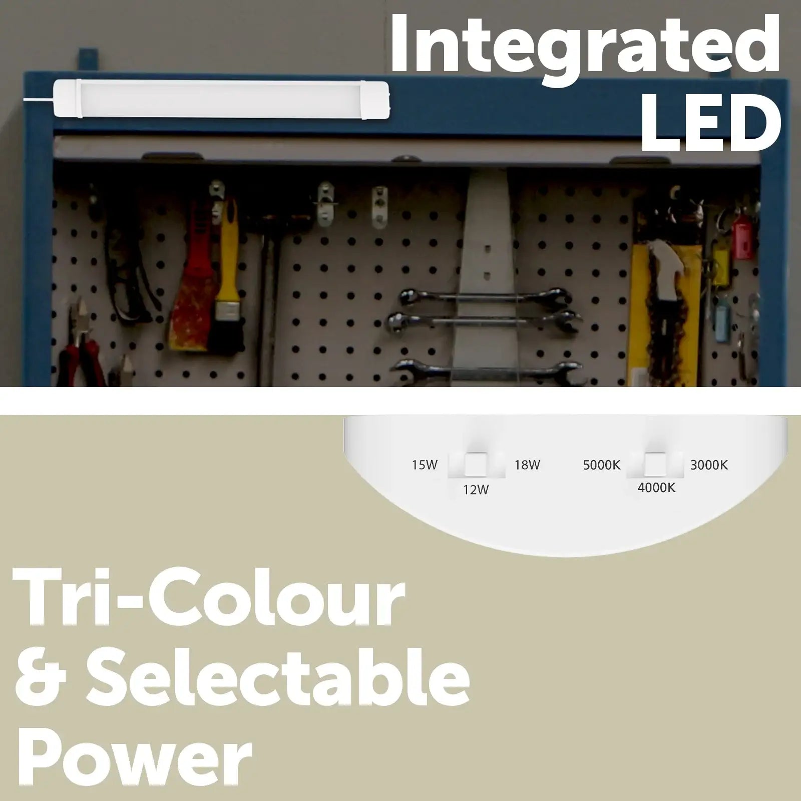 Arlec 60cm IP20 LED batten – DIY 18W tri-colour low-profile indoor batten lighting