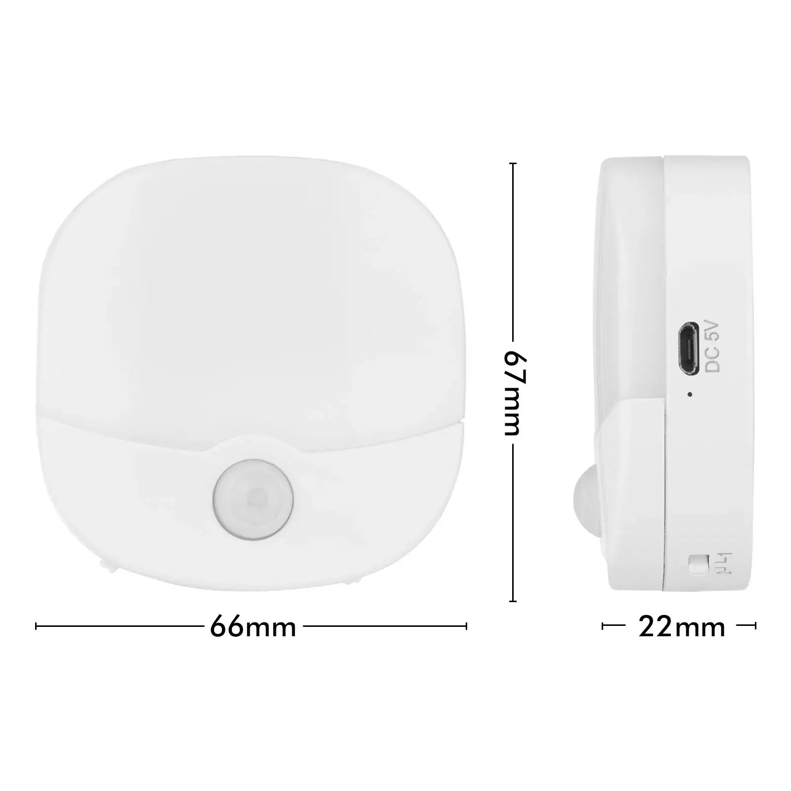 Arlec rechargeable square motion sensor LED night light, linkable indoor lamp