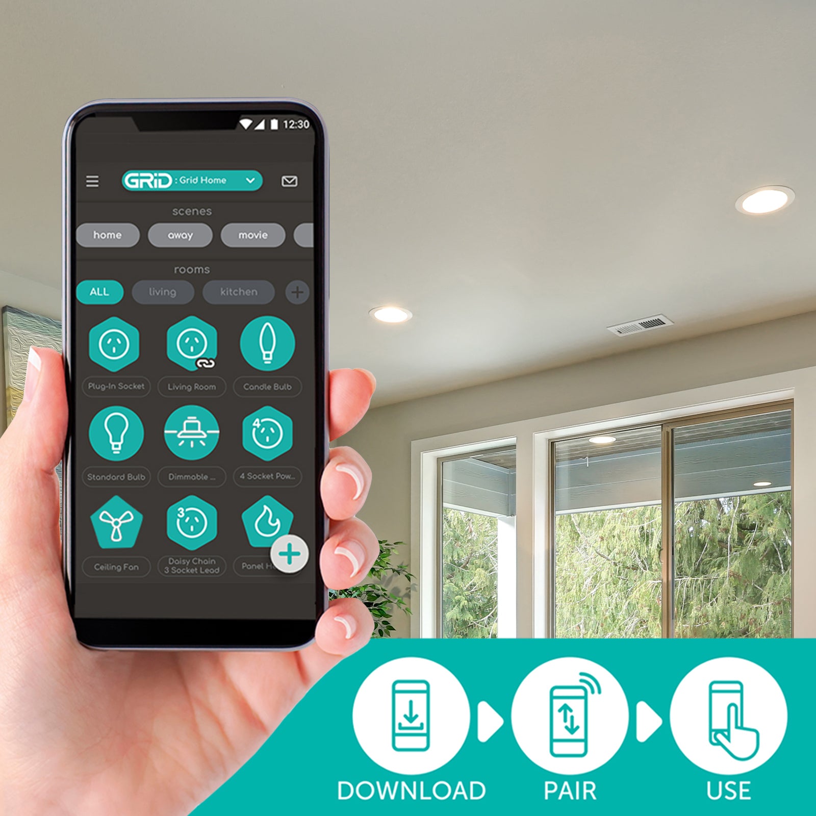 70mm Arlec 6W RGB+CCT LED downlight – smart Wi-Fi colour changing ceiling light