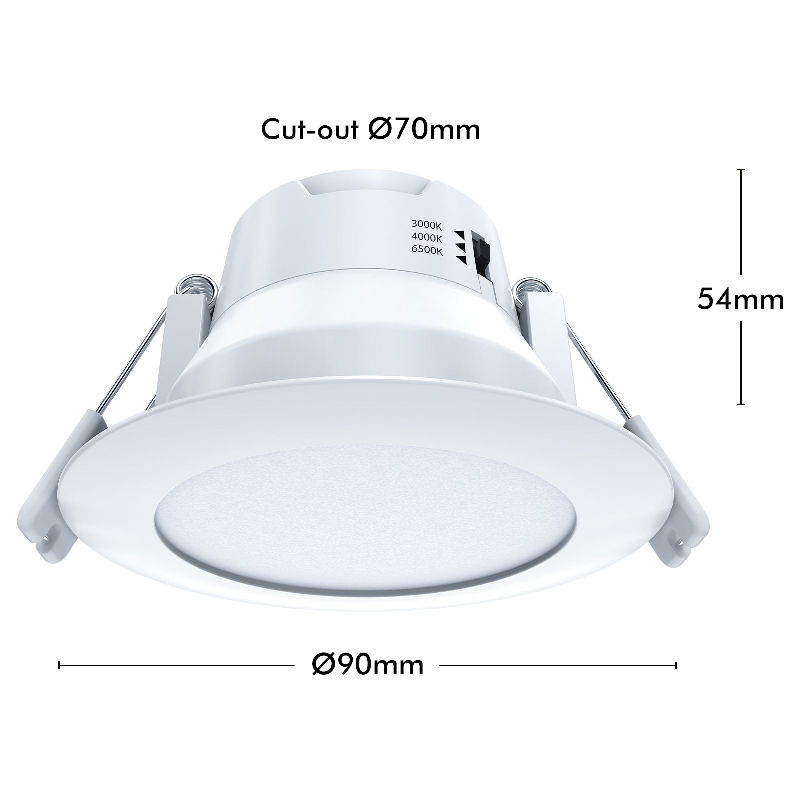 Arlec 6W dimmable tri-colour LED downlight, small cutout recessed light for ceilings