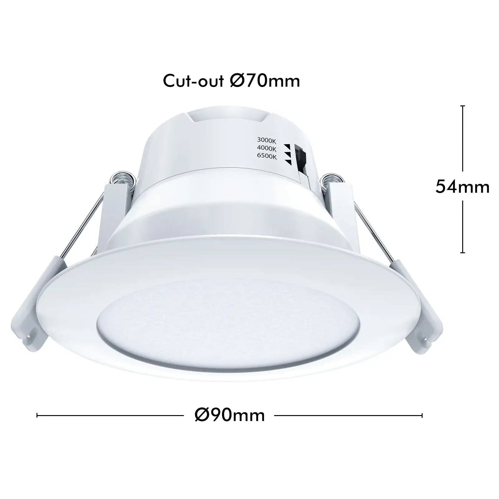 Arlec 6W dimmable tri-colour LED downlight, small cutout recessed light for ceilings