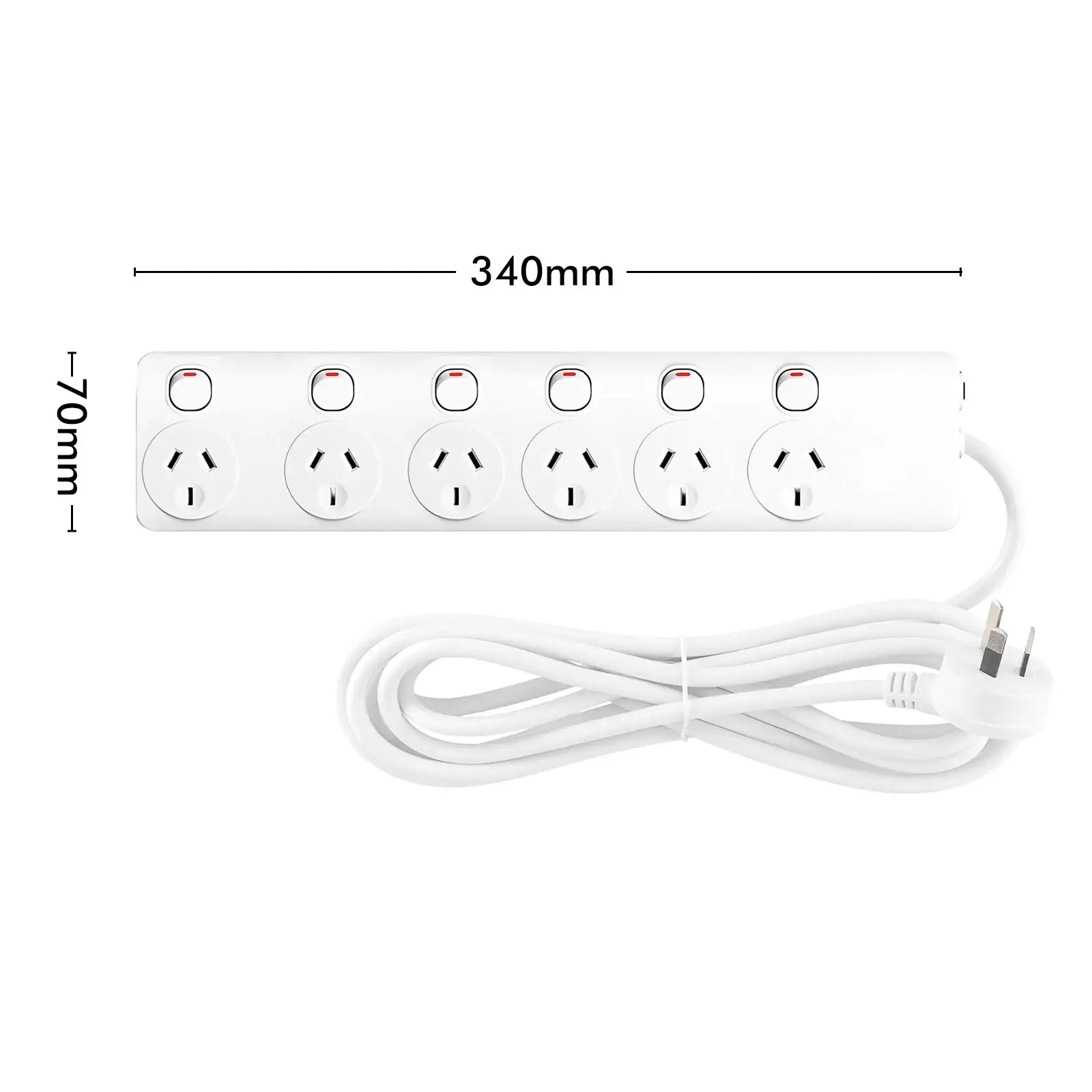 Arlec 6 Outlet Individually Switched Powerboard - switched powerboard, 6 socket extension, home office power strip
