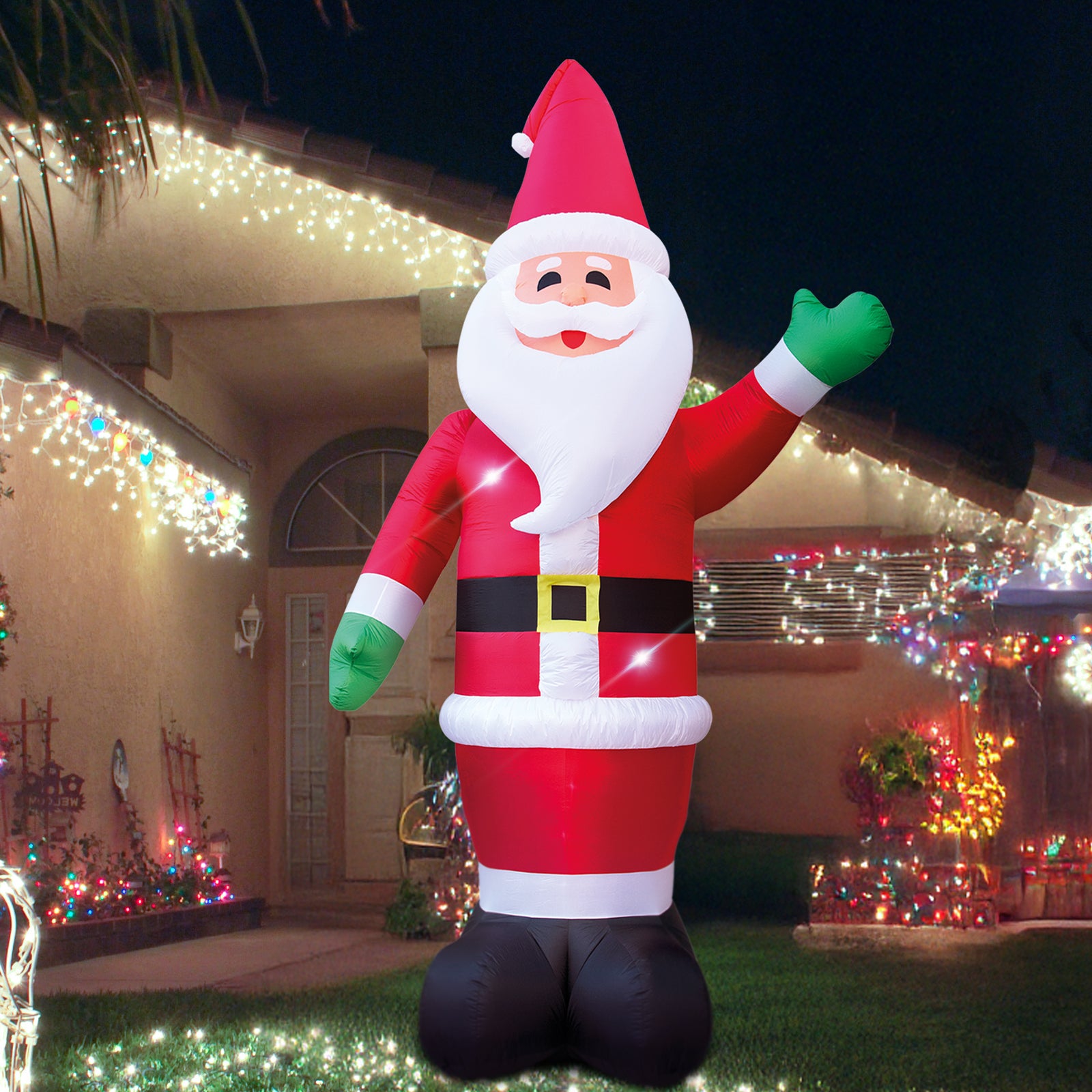 Arlec 6m inflatable Santa with LED lights – festive outdoor Christmas decoration with self-inflating low voltage design