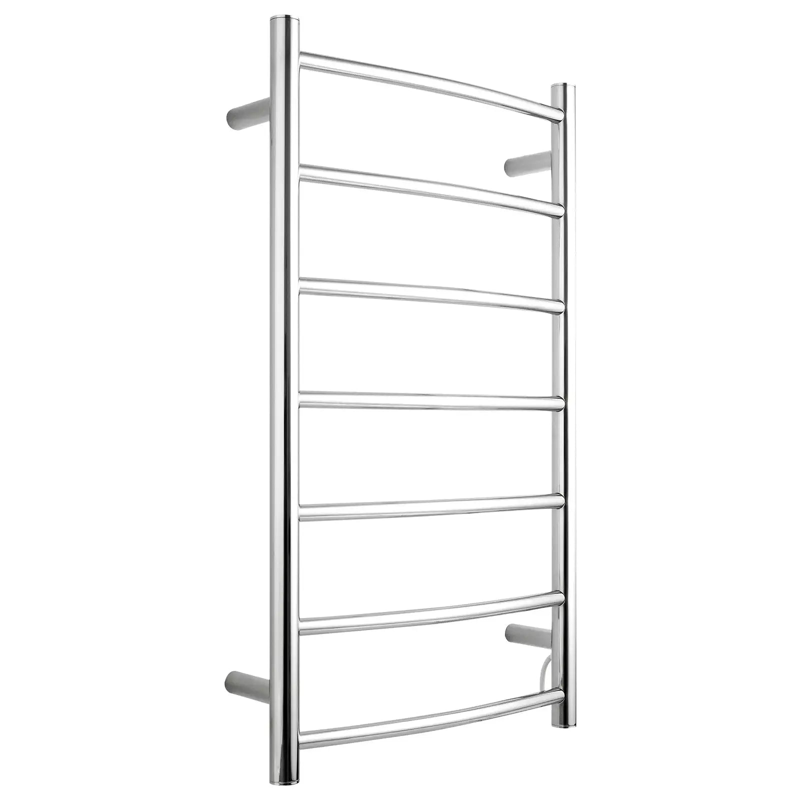 Arlec 65W 7 bar curved stainless steel heated towel rail, modern and efficient