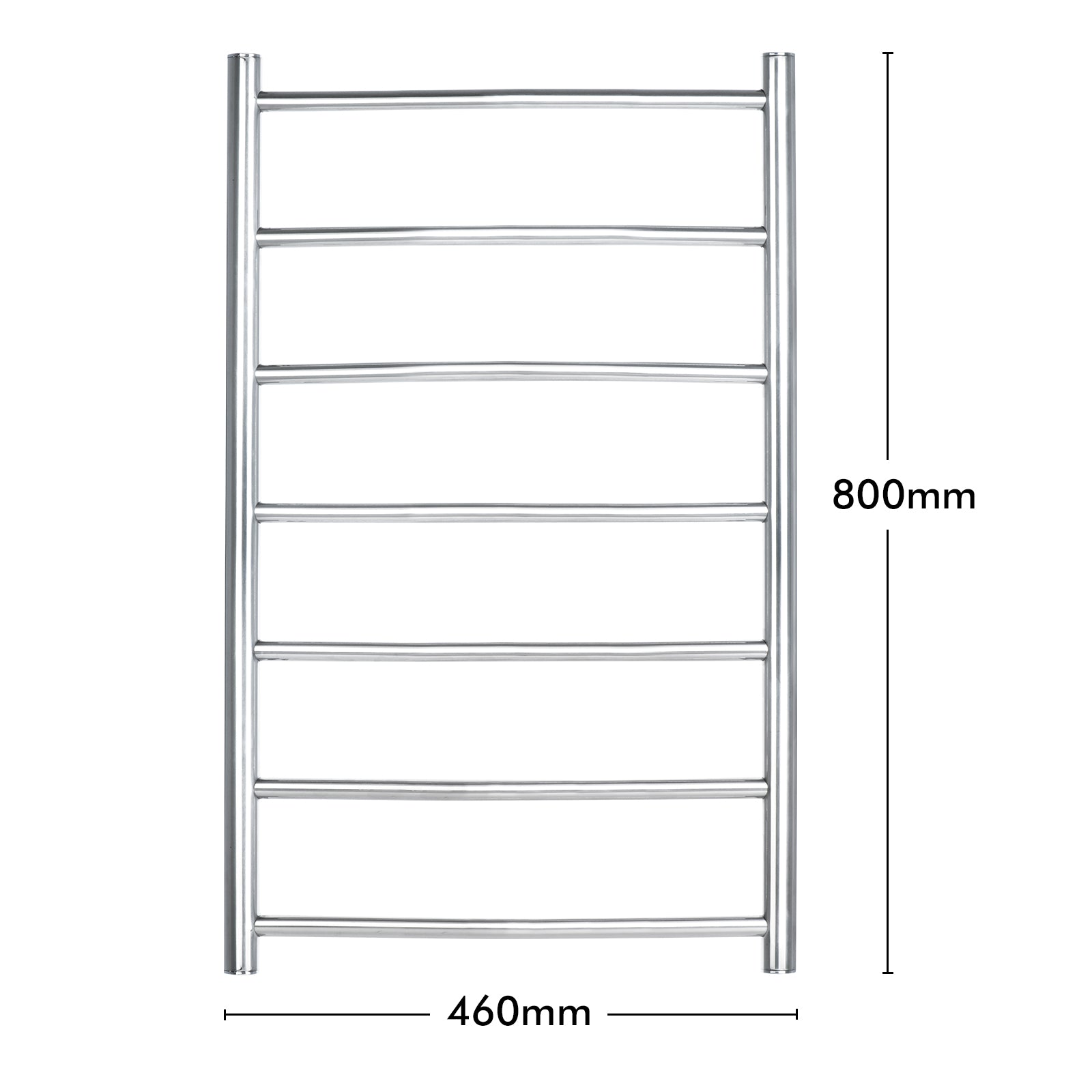 Arlec 65W 7 bar curved stainless steel heated towel rail, modern and efficient