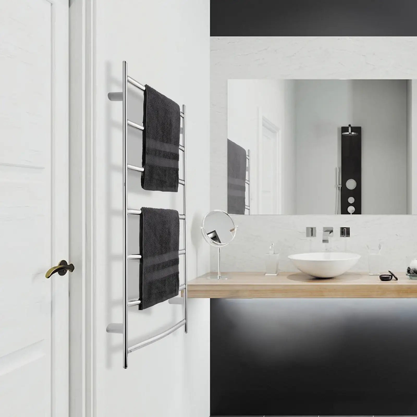 Arlec 70W curved 7 bar stainless steel towel rail for stylish bathroom heating