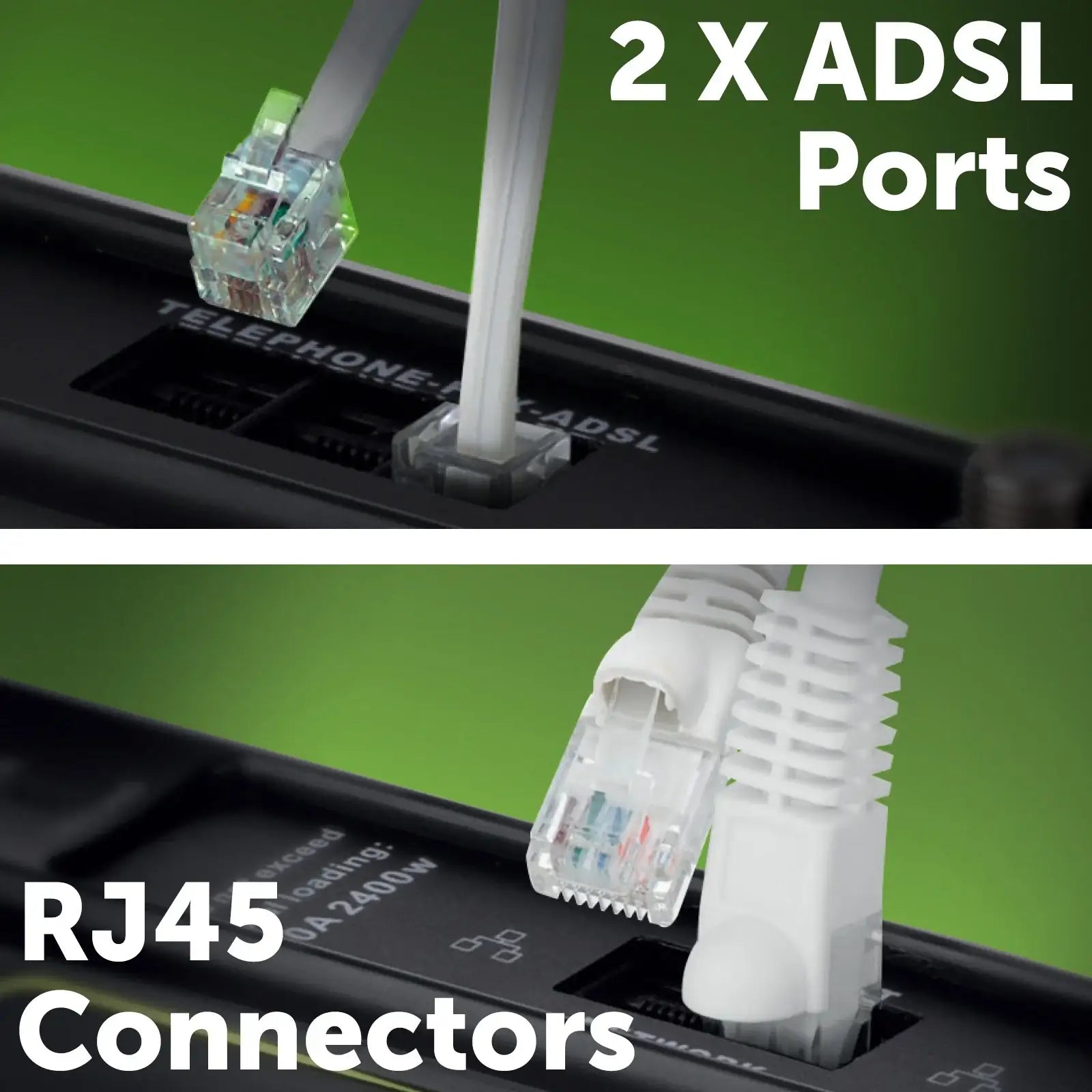 Arlec 8 Outlet 2 x USB Coax Surge Protect Powerboard - USB and coax protection board, 8 outlet surge powerboard, master switched extension board