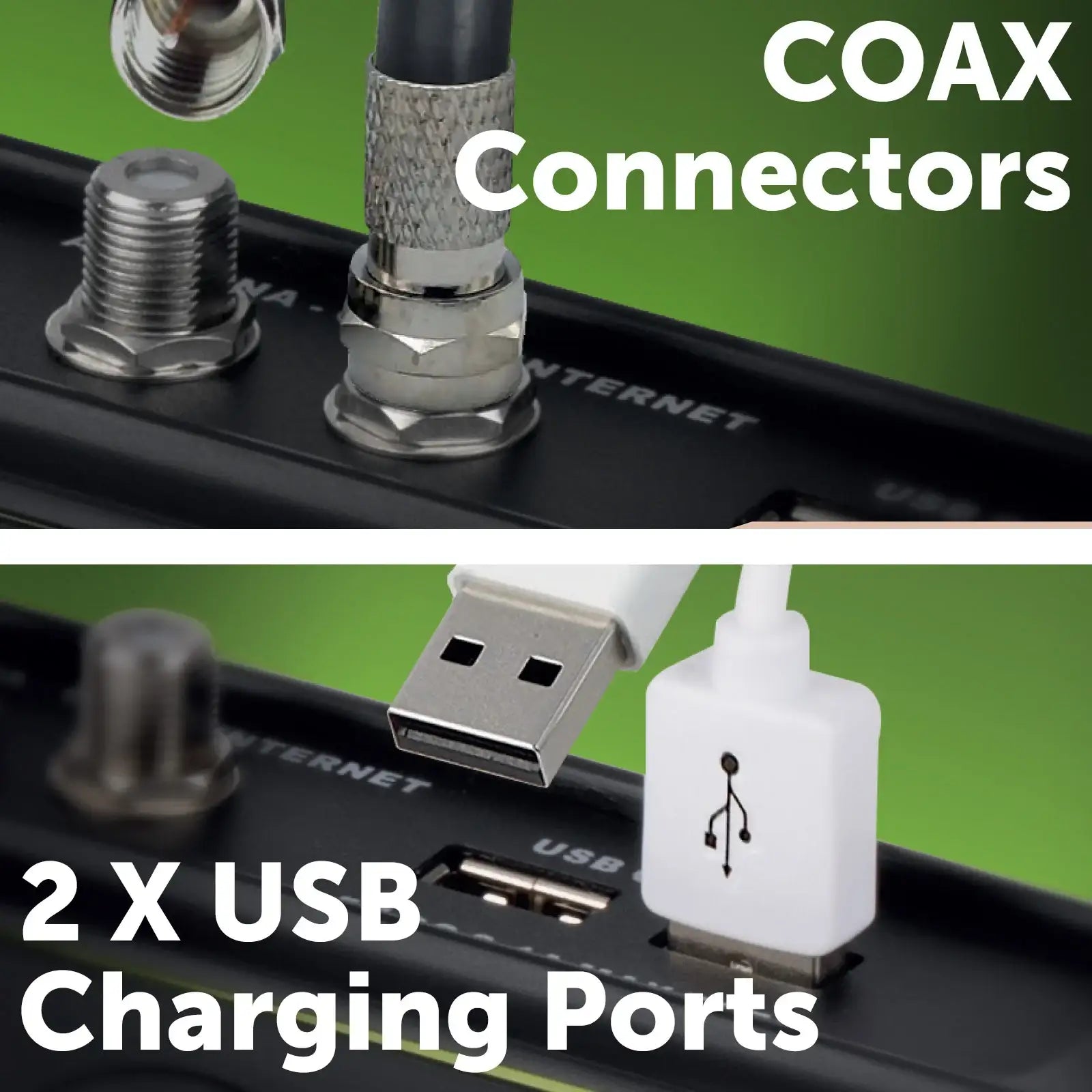 Arlec 8 Outlet 2 x USB Coax Surge Protect Powerboard - USB and coax protection board, 8 outlet surge powerboard, master switched extension board