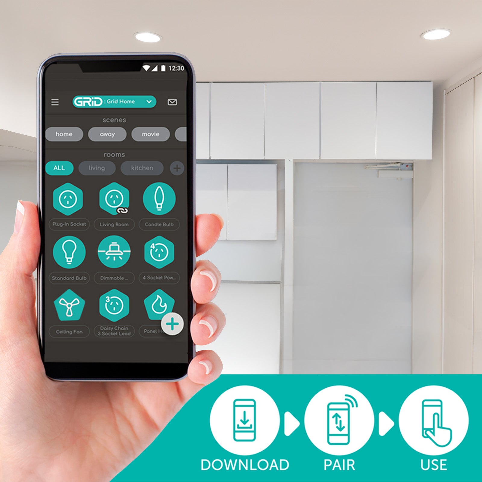 Smart 92mm RGB+CCT LED downlight – Arlec 9W Wi-Fi dimmable ceiling light Grid Connect