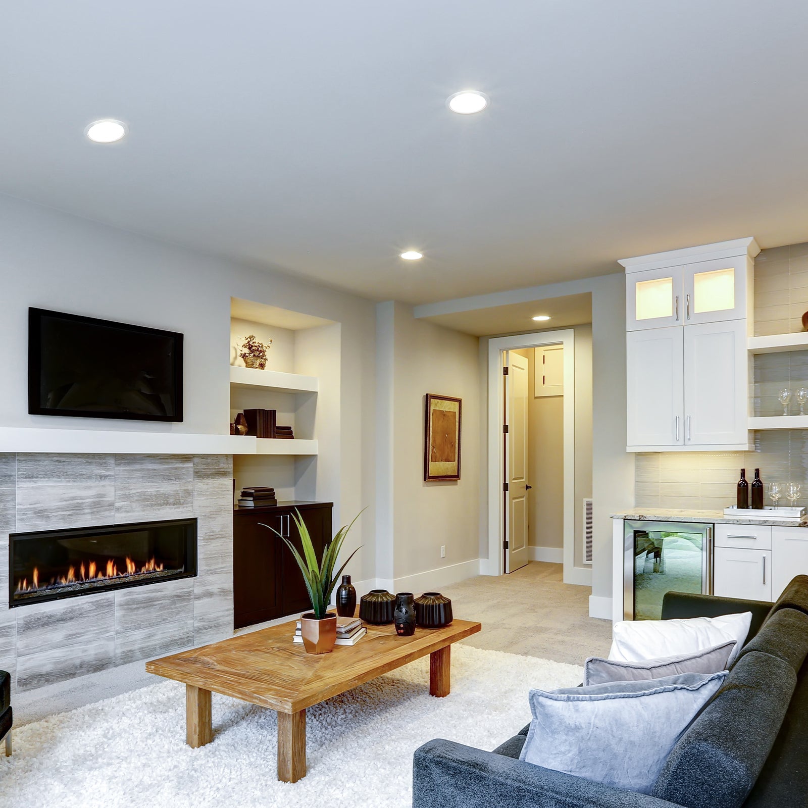 Arlec 2-pack LED downlights, tri-colour dimmable flush lens ceiling lights, plug and play