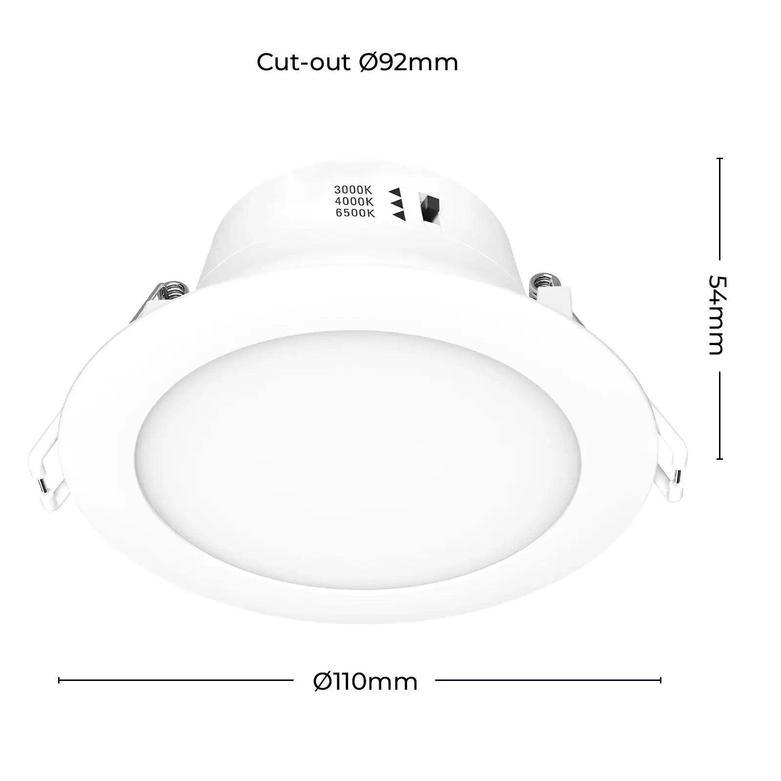 Arlec 2-pack LED downlights, tri-colour dimmable flush lens ceiling lights, plug and play