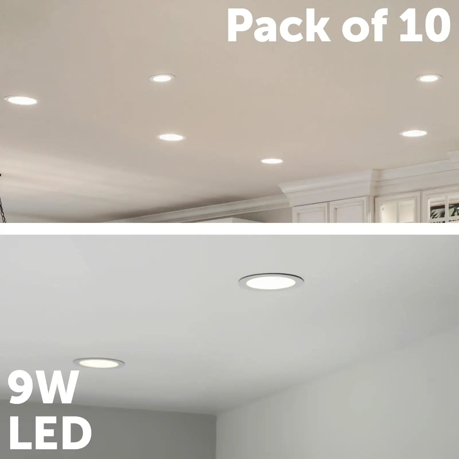 Arlec trade 10-pack LED downlights, tri-colour dimmable plug base lights, 92mm LED ceiling kit