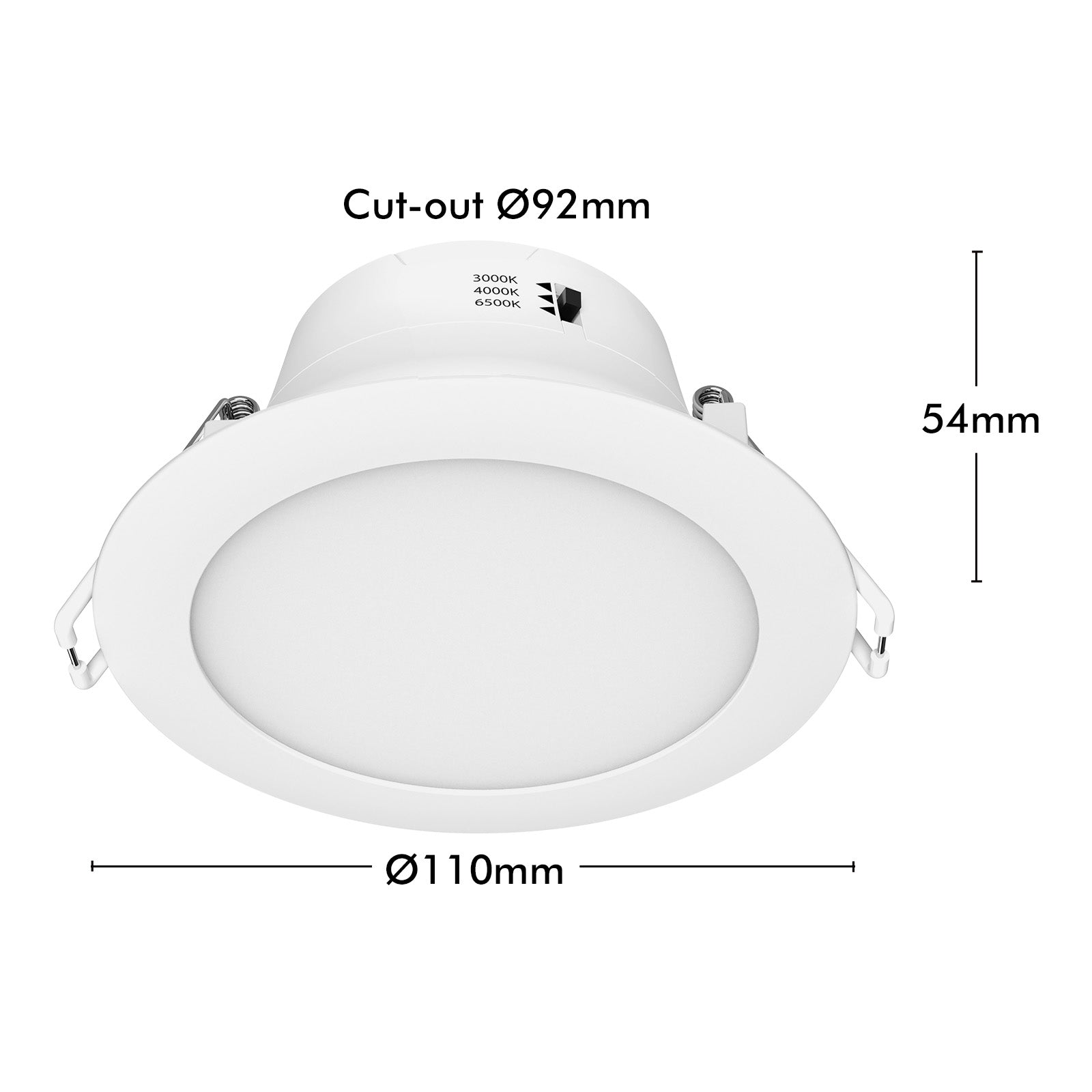 Arlec trade 10-pack LED downlights, tri-colour dimmable plug base lights, 92mm LED ceiling kit