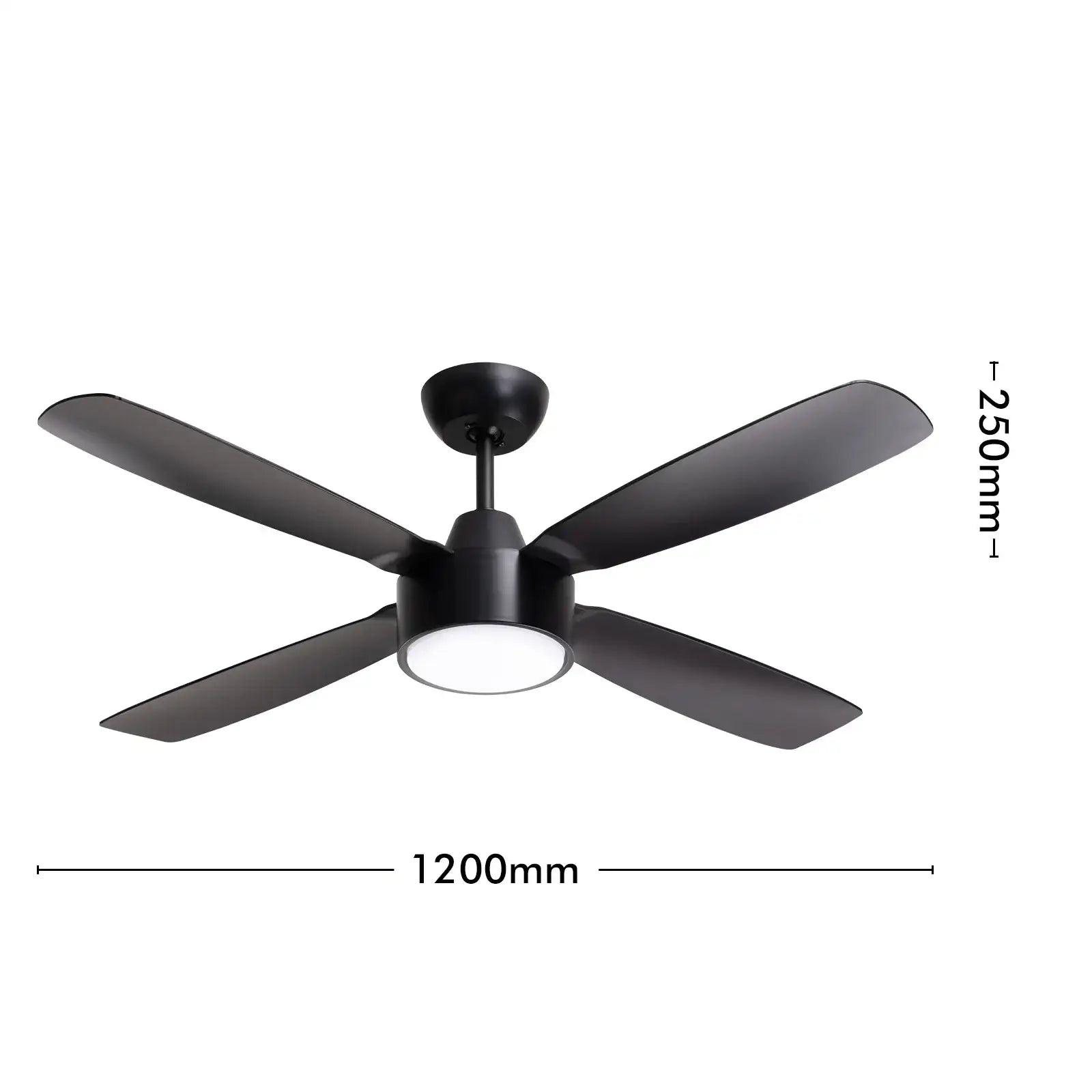 arlec 120cm aer ceiling fan – matte black dc ceiling fan; tri-colour led smart fan; modern quiet fan for any room
