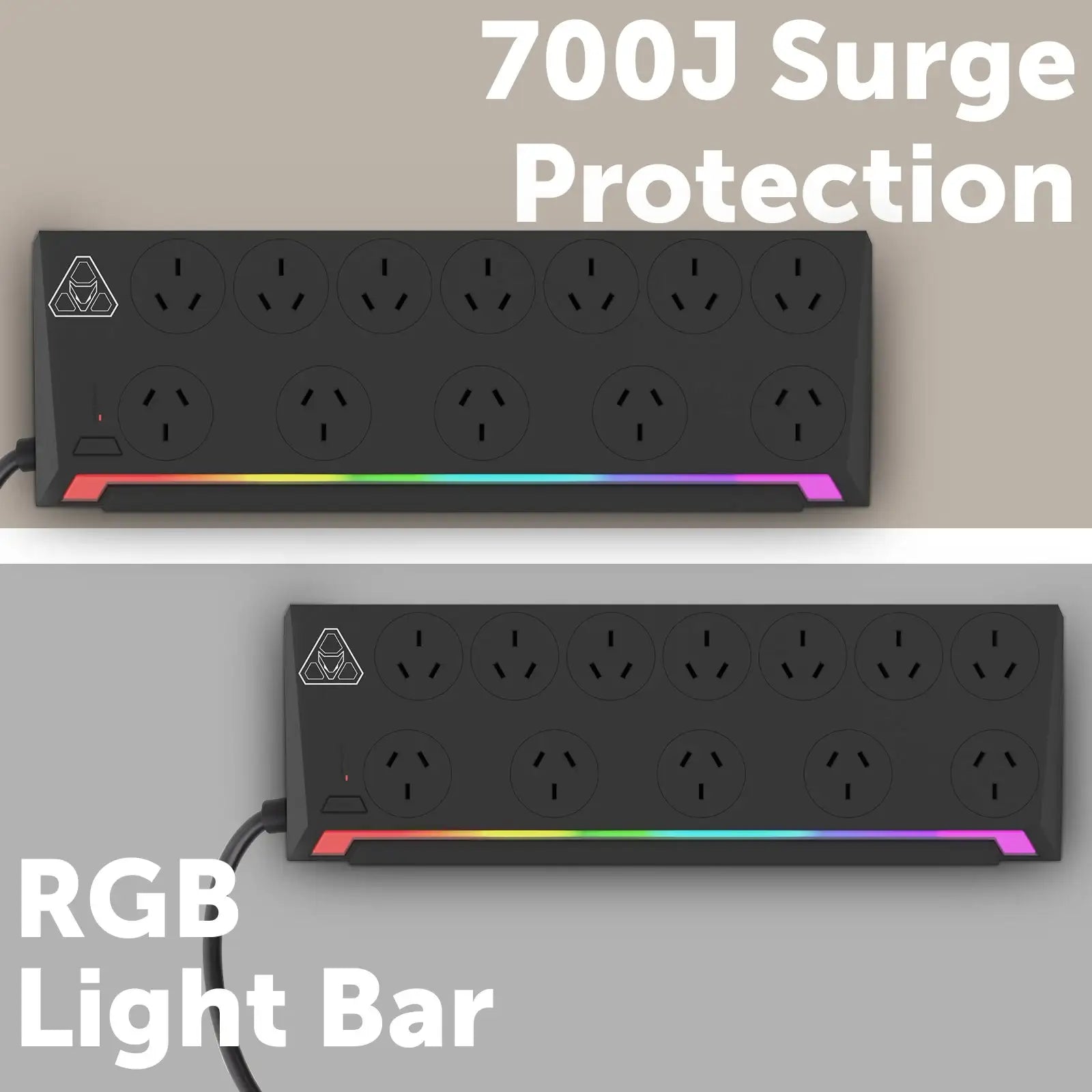 Arlec 12 outlet gaming surge protector powerboard with master foot switch