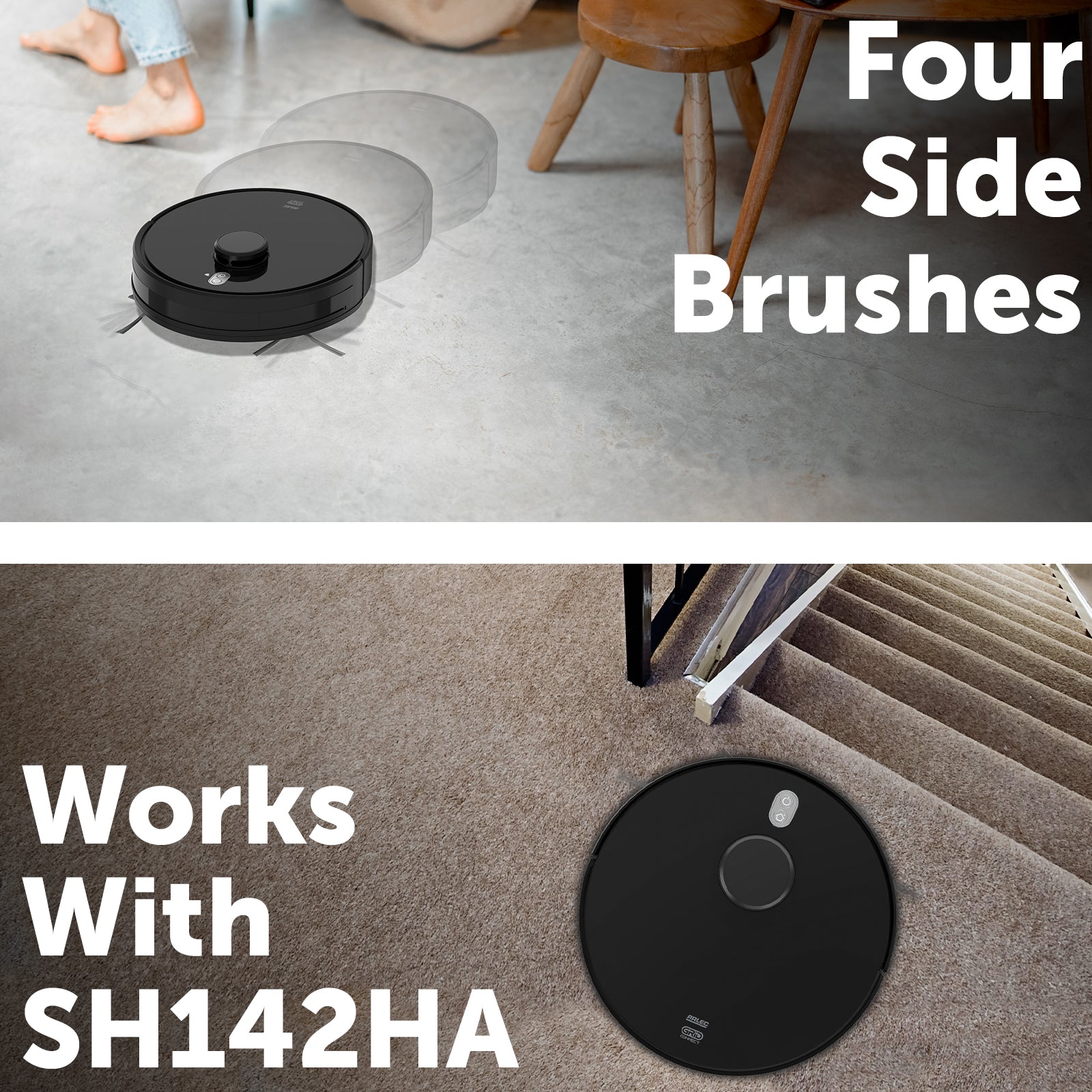 Replacement accessory kit for Arlec SH142HA vacuum with side brushes, rolling brush, HEPA filters, and mopping pad