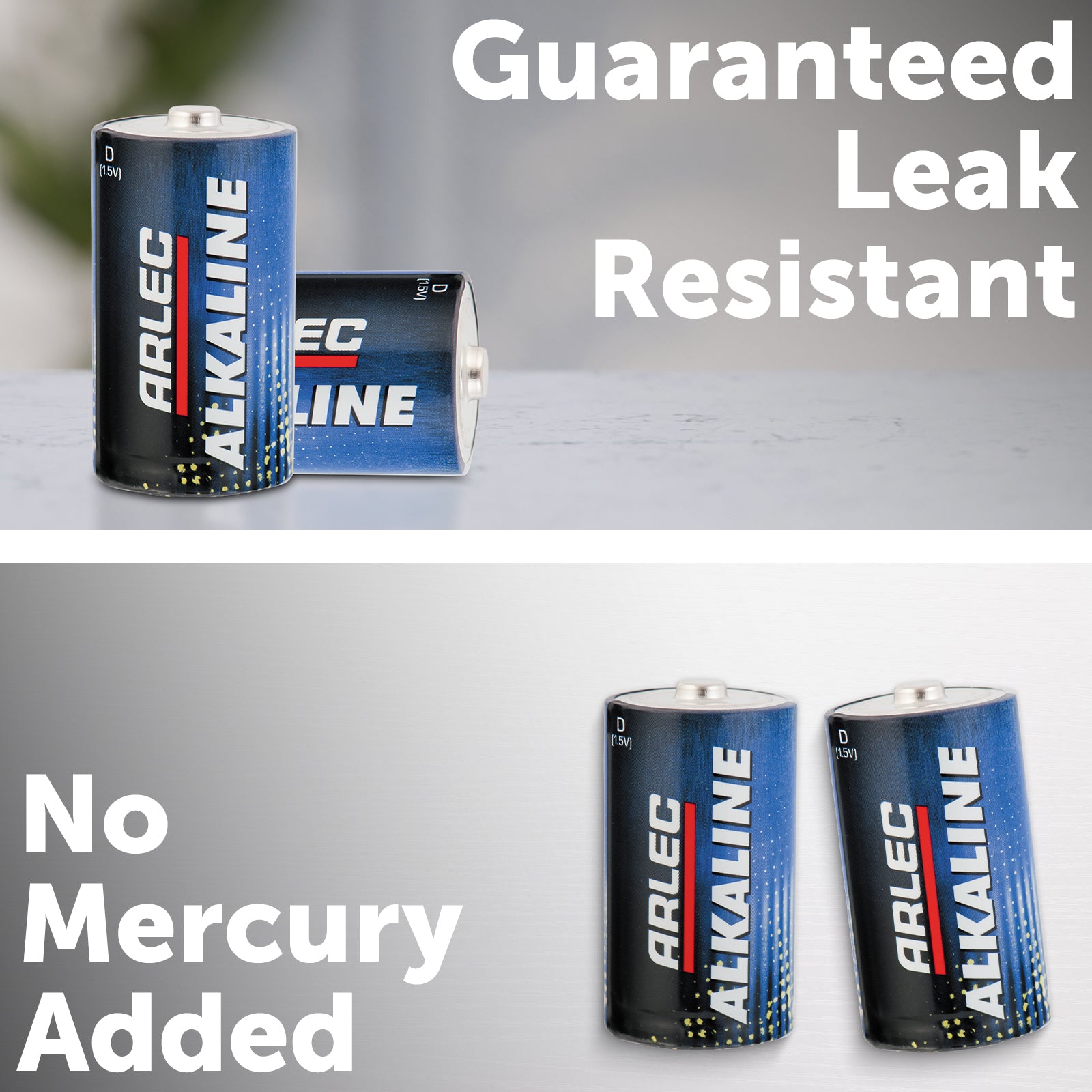 Arlec D size alkaline batteries 2 pack