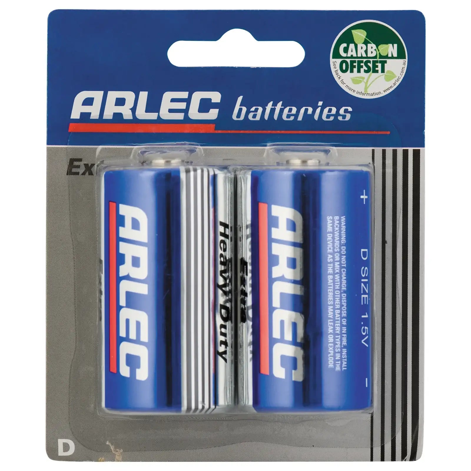 Arlec D size heavy duty batteries – 2 pack for long use devices