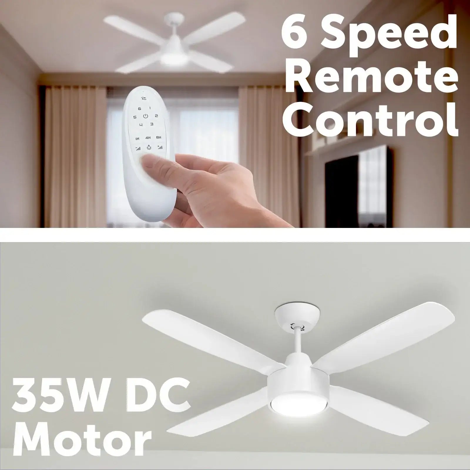 arlec 120cm aer white ceiling fan – tri-colour led fan with remote; matte finish 4 blade dc fan; quiet energy-saving ceiling fan