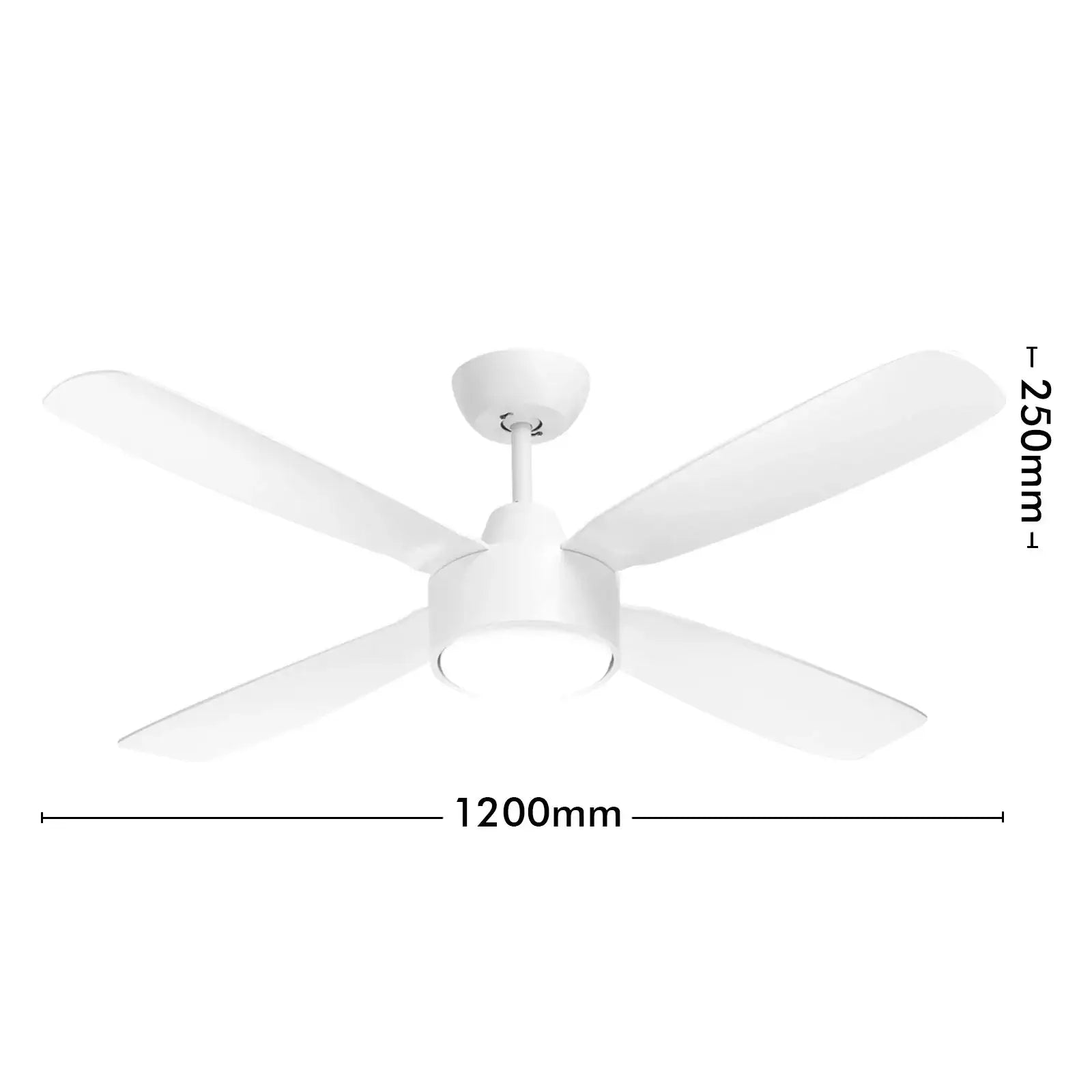 arlec 120cm aer white ceiling fan – tri-colour led fan with remote; matte finish 4 blade dc fan; quiet energy-saving ceiling fan