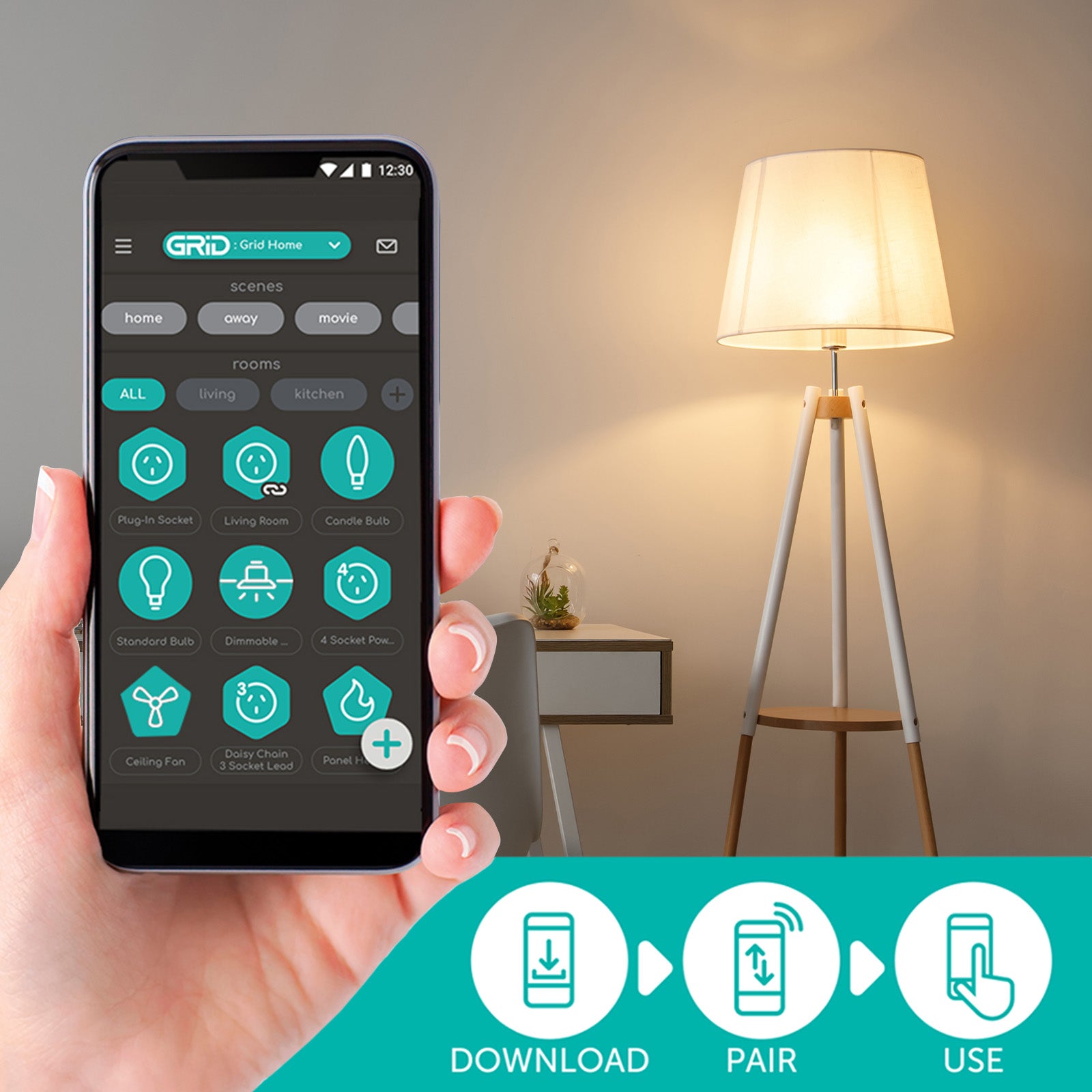 Smart B15 fancy globe with RGB lighting, CCT tuning, Grid Connect app, voice control enabled