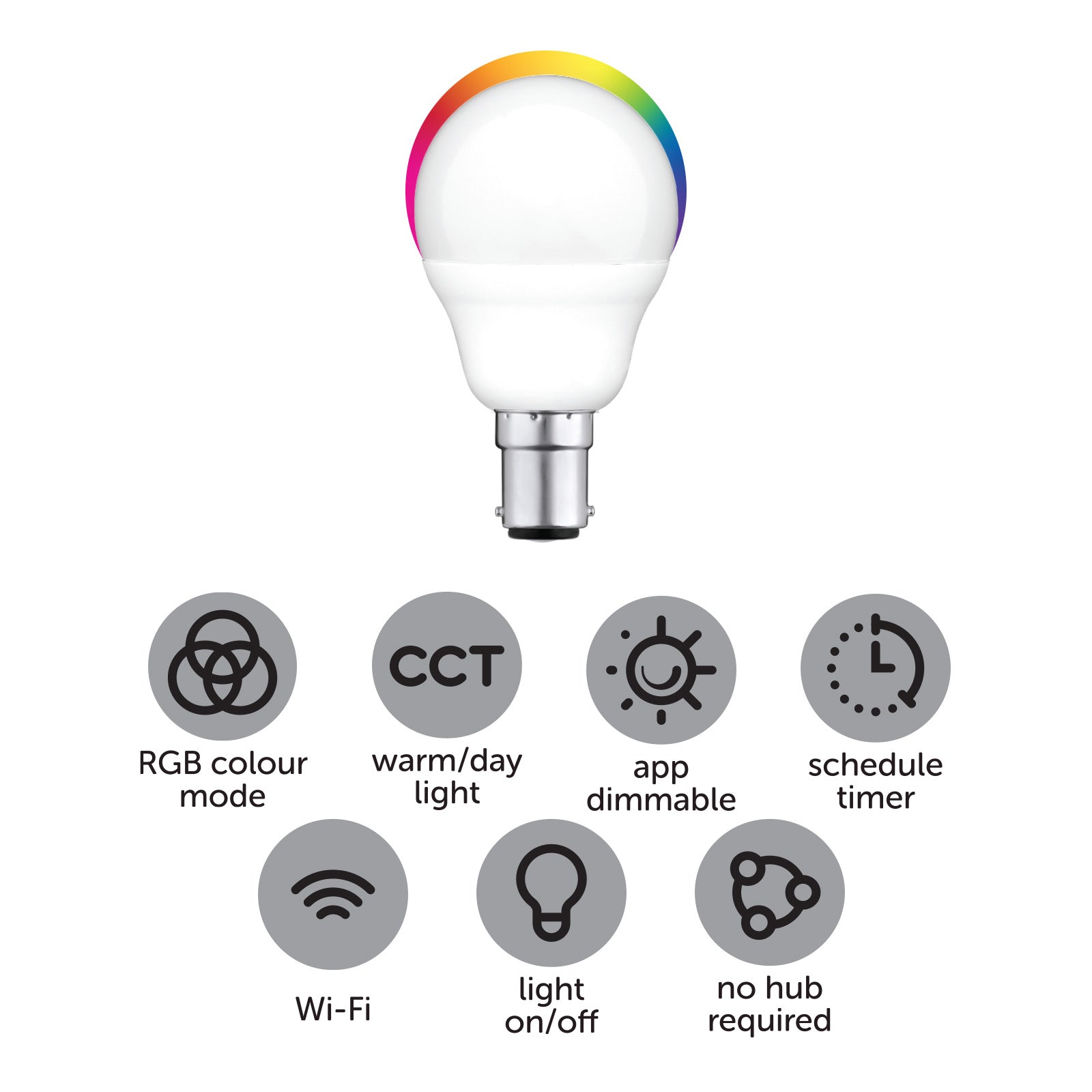 Smart B15 fancy globe with RGB lighting, CCT tuning, Grid Connect app, voice control enabled