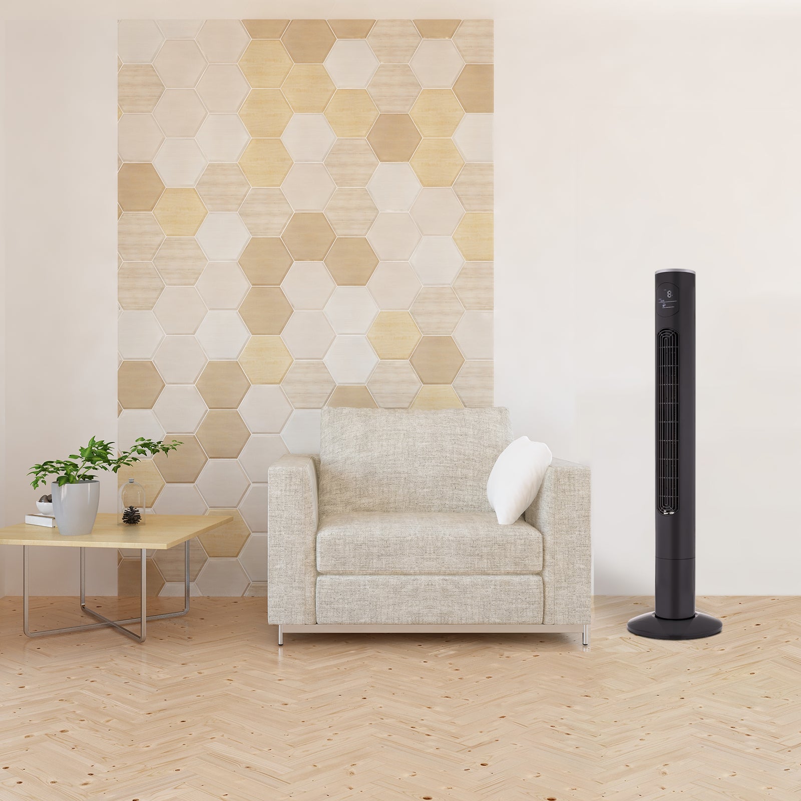 Arlec 118cm smart oscillating tower fan with 12 speeds and remote