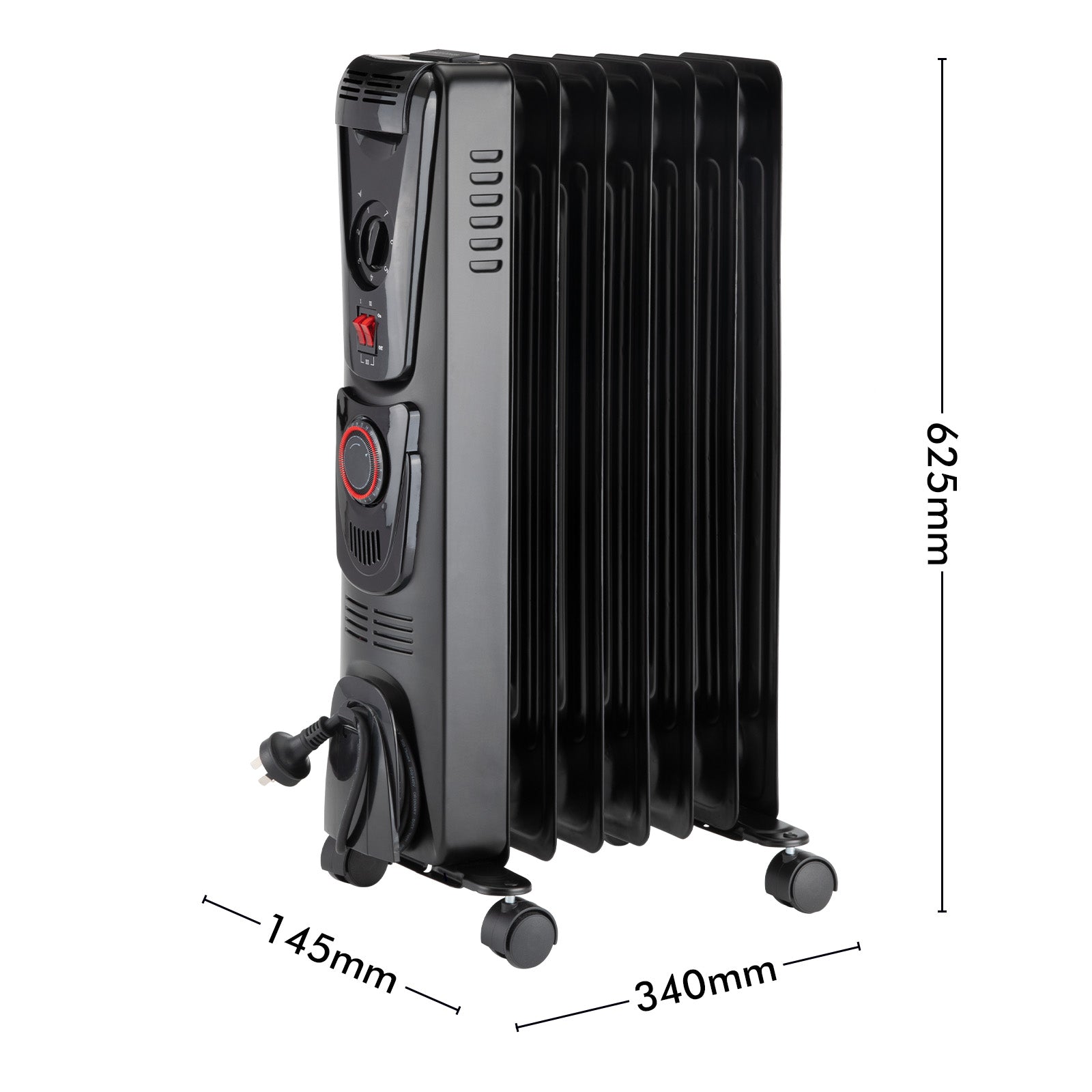 Arlec 1500W 7 Fin Oil Heater with 24 Hour Timer for efficient home heating
