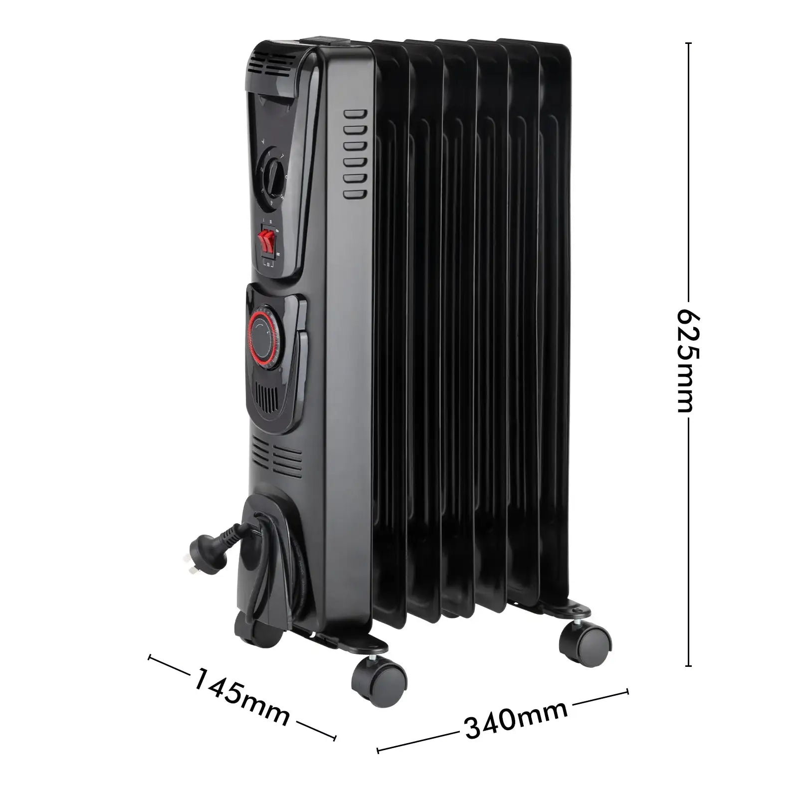 Arlec 1500W 7 Fin Oil Heater with 24 Hour Timer for efficient home heating
