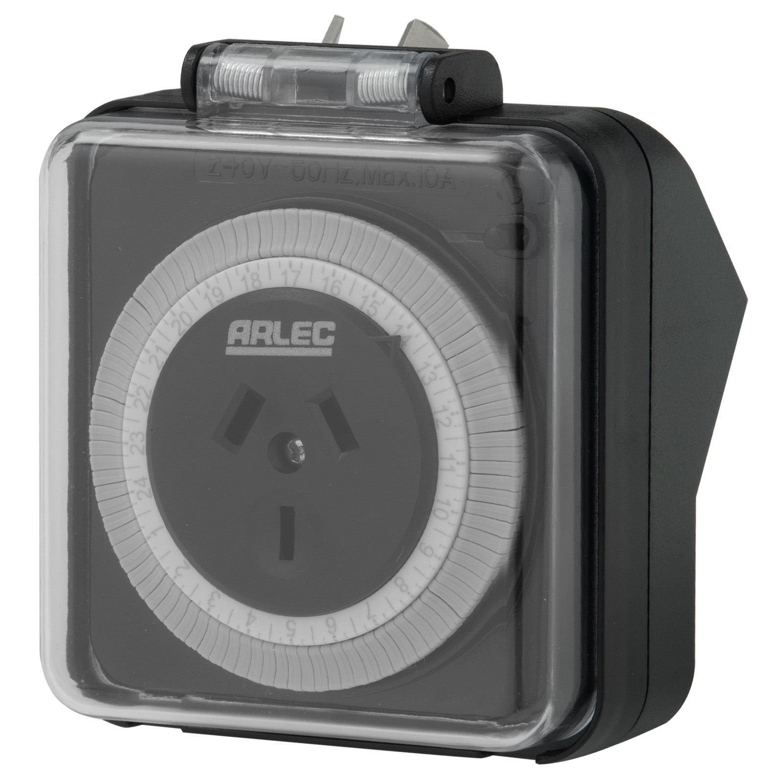 Arlec Black 24 Hour Weatherproof Timer β IP44 timer for garden, pool and outdoor appliances