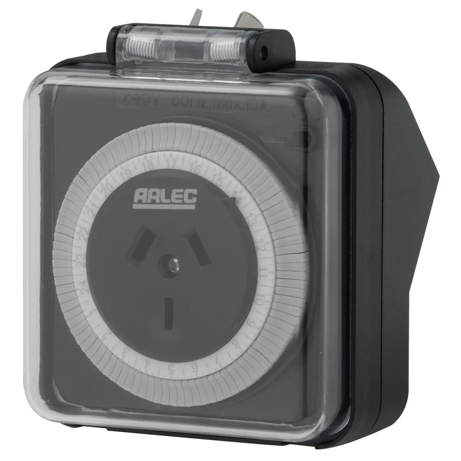 Arlec Black 24 Hour Weatherproof Timer – IP44 timer for garden, pool and outdoor appliances