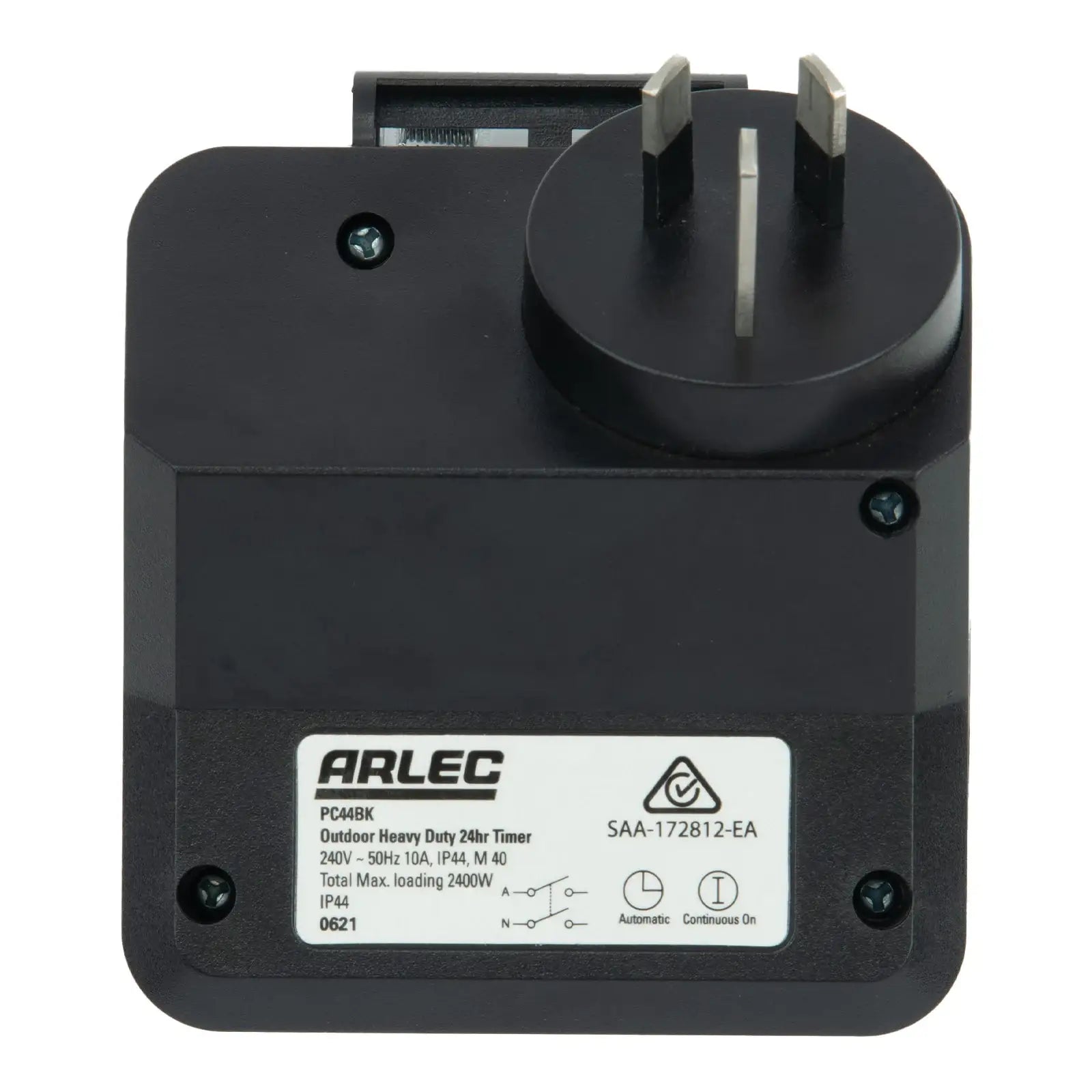 Arlec Black 24 Hour Weatherproof Timer – IP44 timer for garden, pool and outdoor appliances