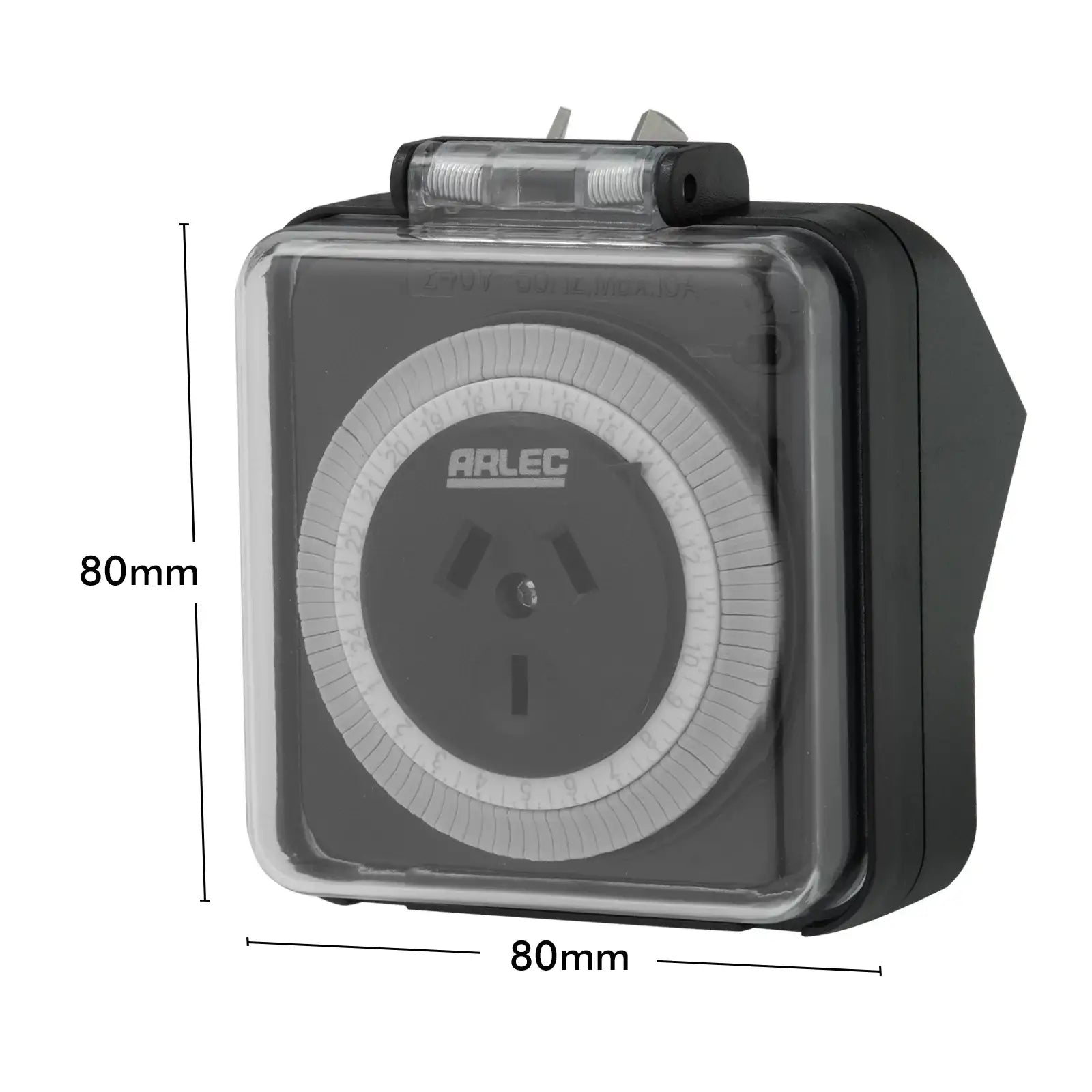 Arlec Black 24 Hour Weatherproof Timer – IP44 timer for garden, pool and outdoor appliances