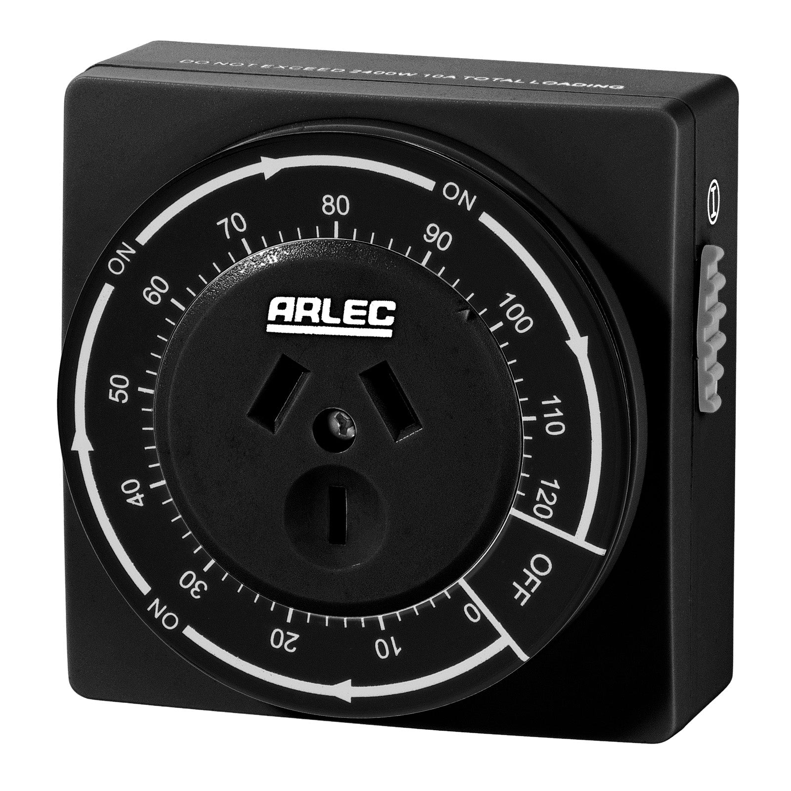 Arlec Black 2 Hour Compact Countdown Timer β compact energy-saving timer switch for household use