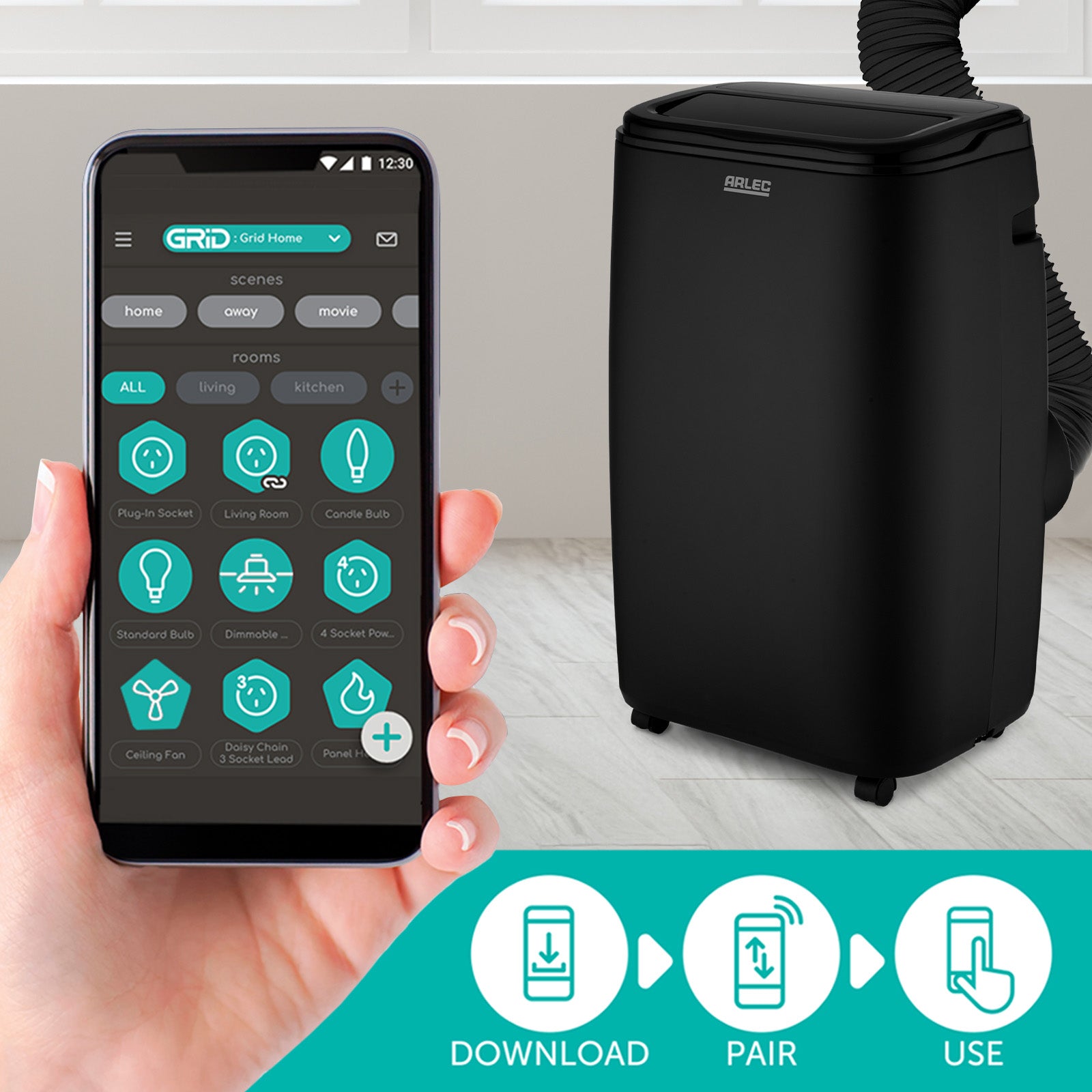 Arlec 3.3kW smart portable air conditioner with reverse cycle