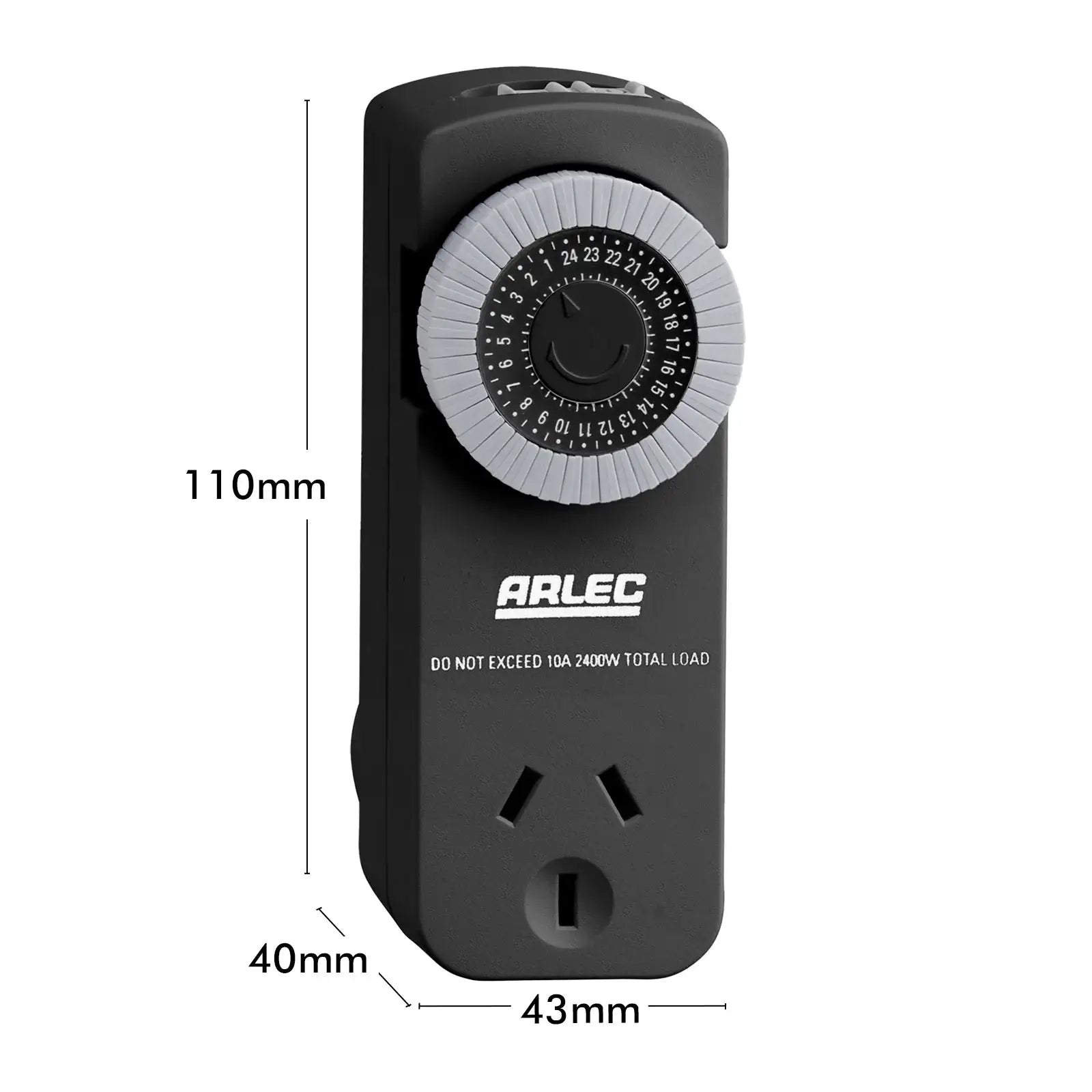 Arlec Black Compact 24 Hour Timer – programmable timer switch for lighting and appliances