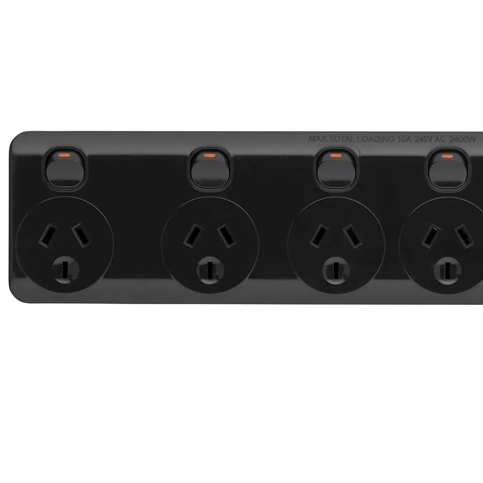 Arlec Black Individually Switched Surge Protected 6 Outlet Powerboard – surge protected black powerboard, 6 switch