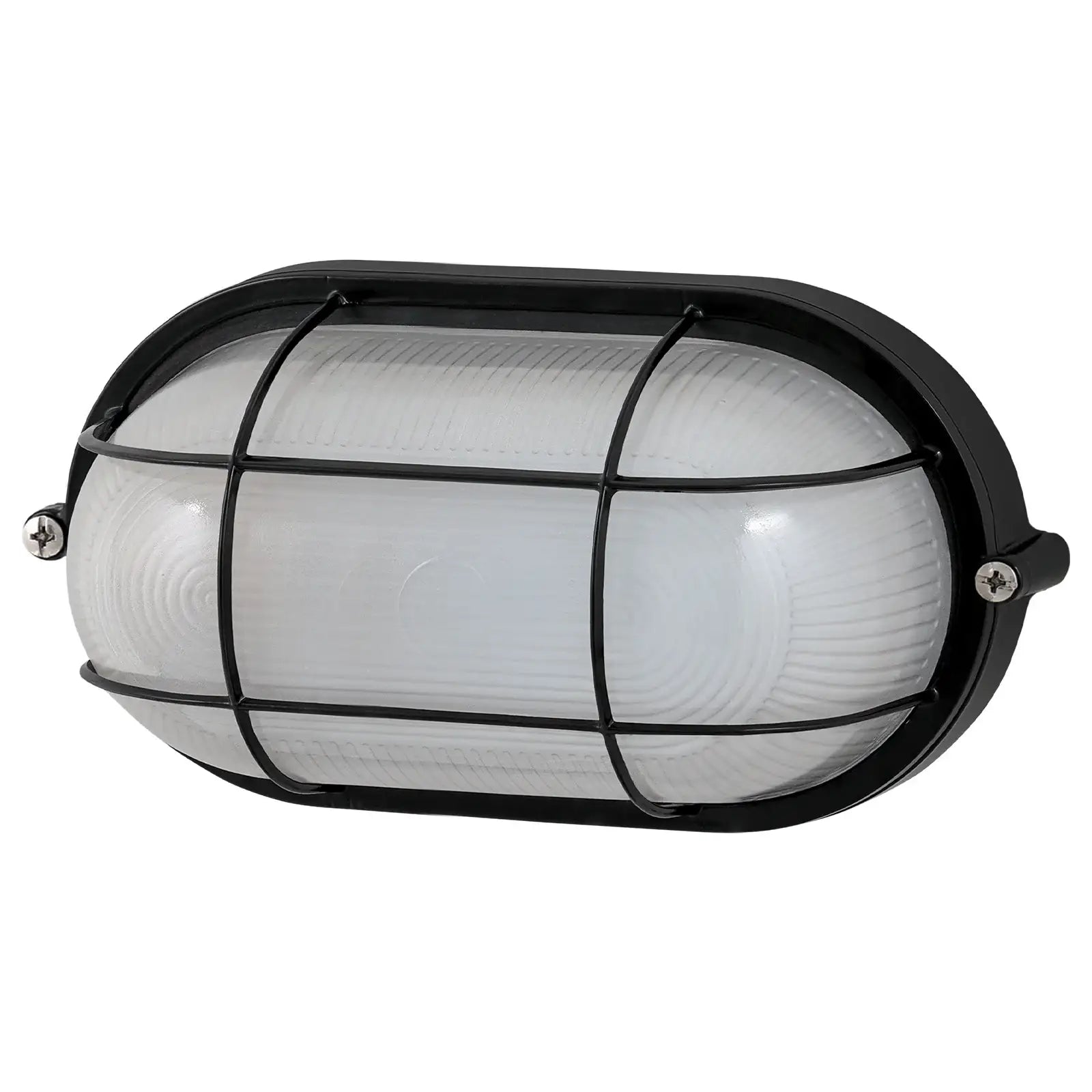Arlec Black Oval Caged Bunker Light - bunker wall light