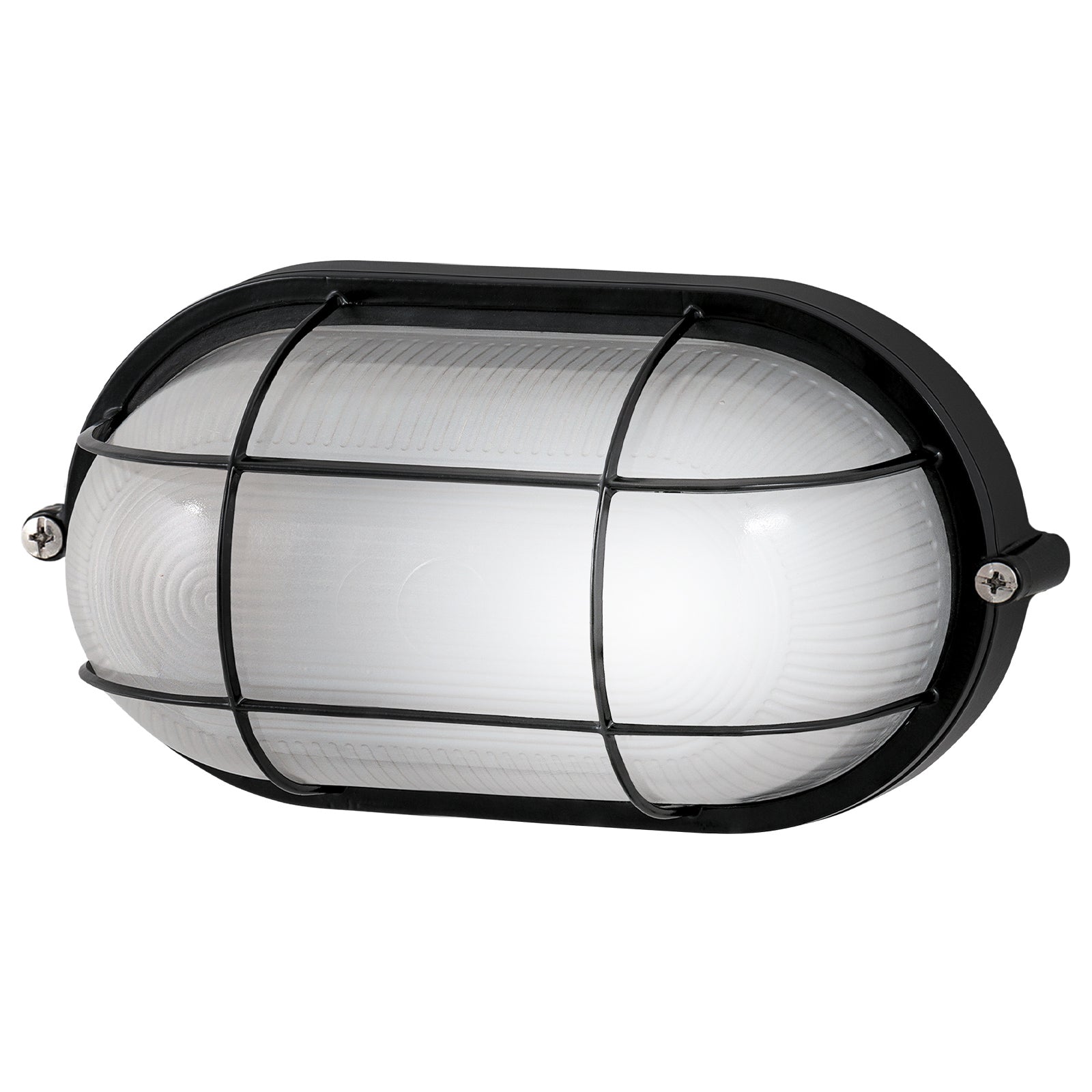 Arlec Black Oval Caged Bunker Light - bunker wall light