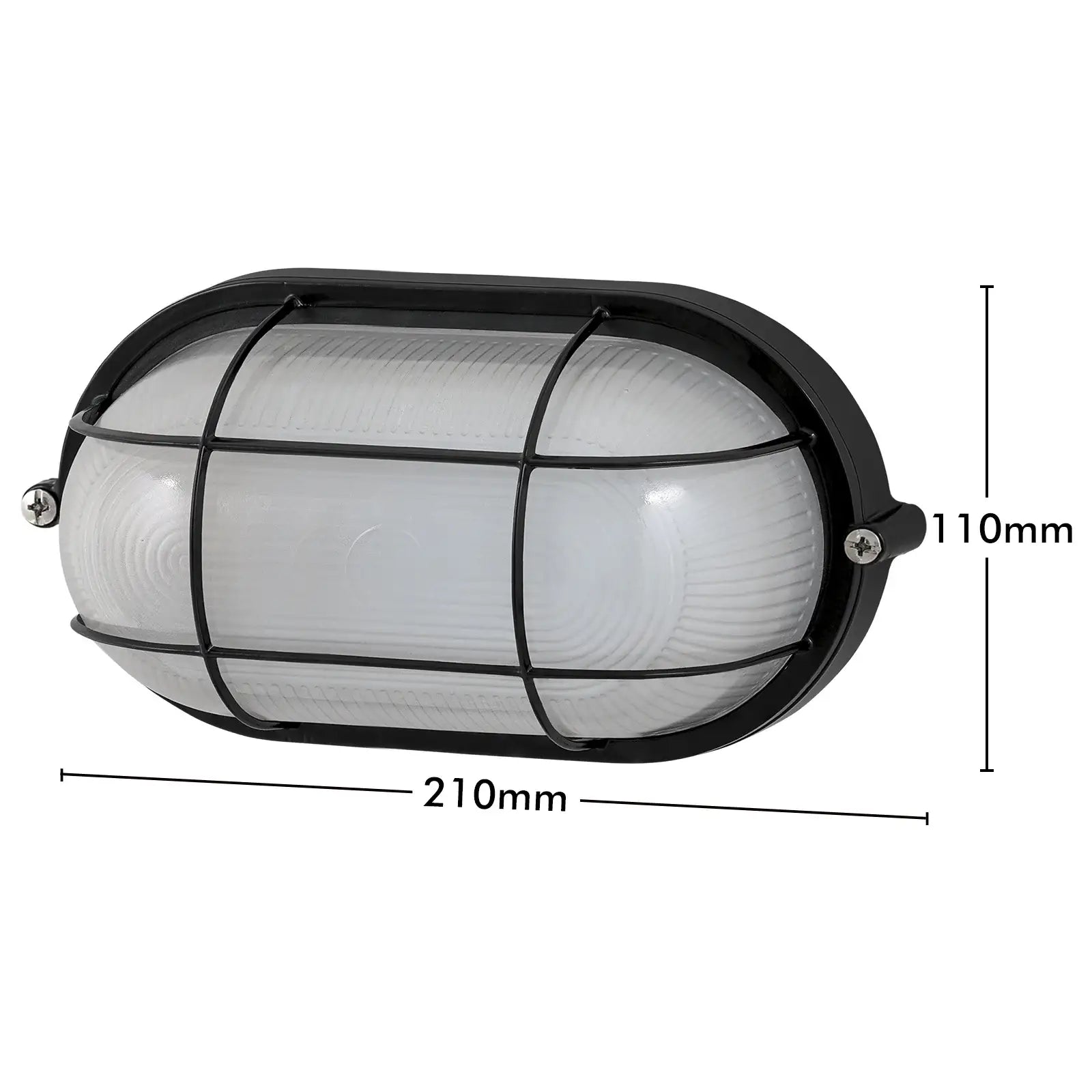 Arlec Black Oval Caged Bunker Light - bunker wall light