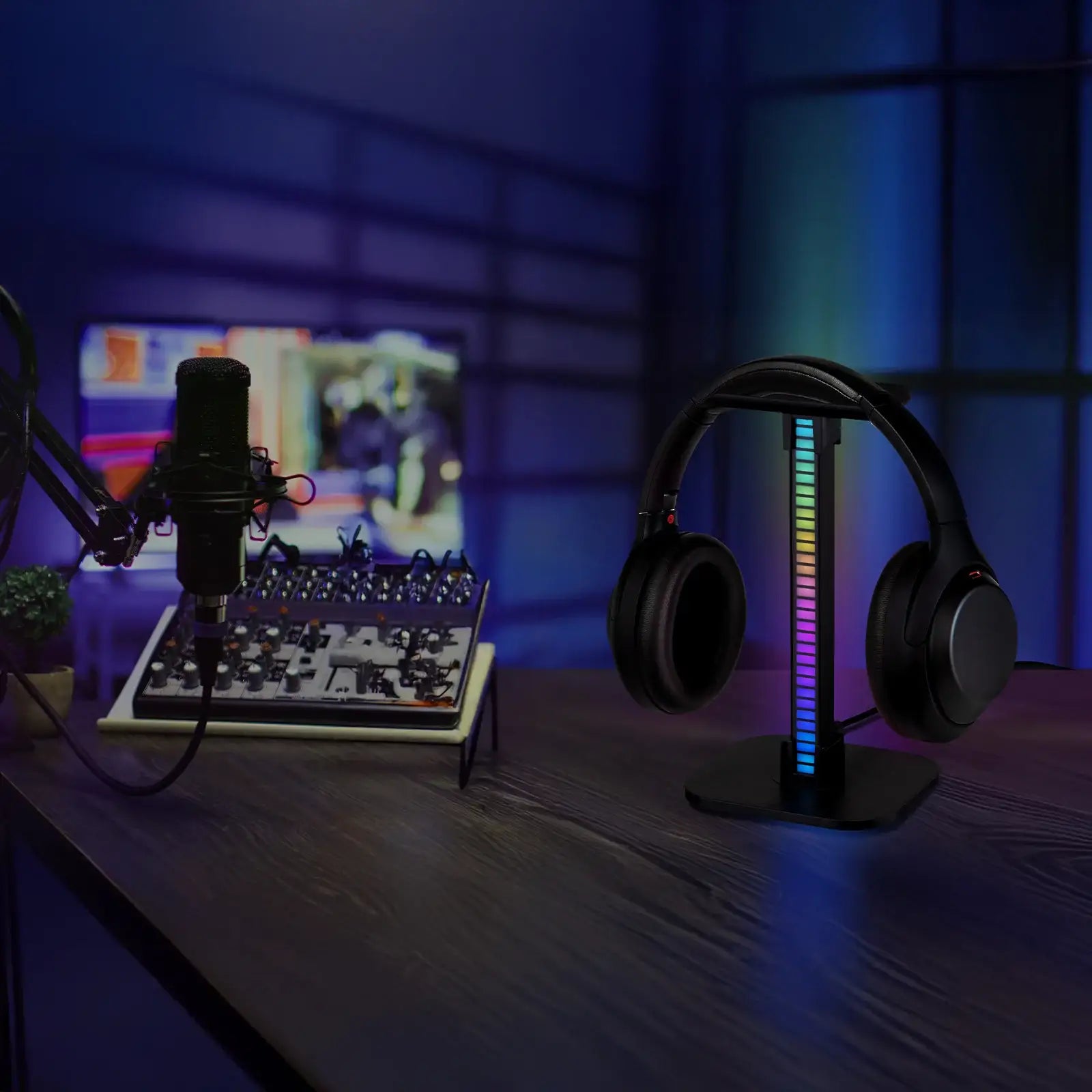 Arlec RGB headphone stand for gaming desk, LED-lit headphone holder