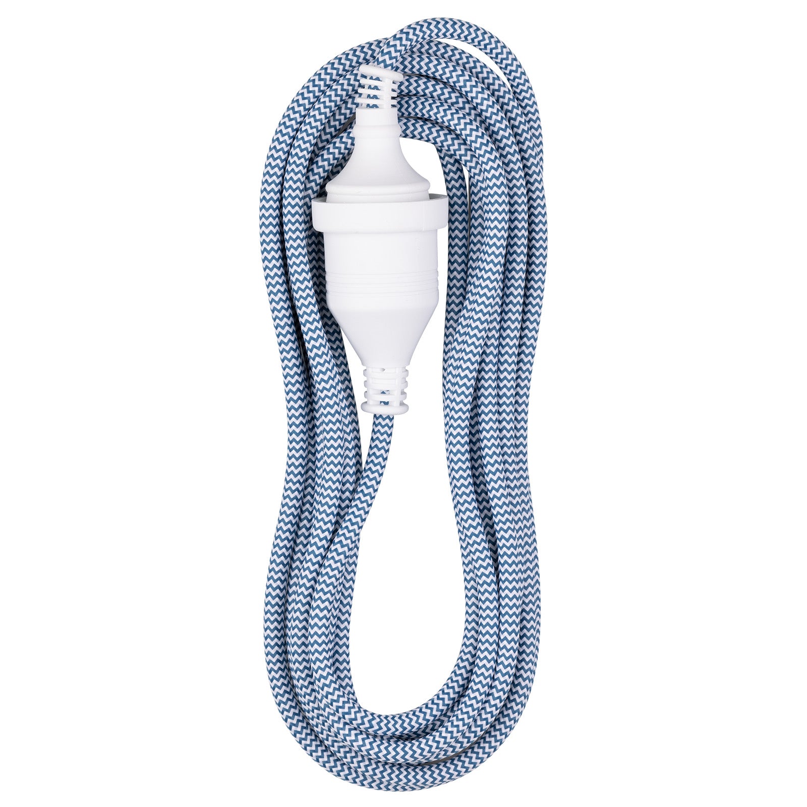 5m Braided Extension Lead Blue - braided extension lead, blue power cord, stylish indoor extension