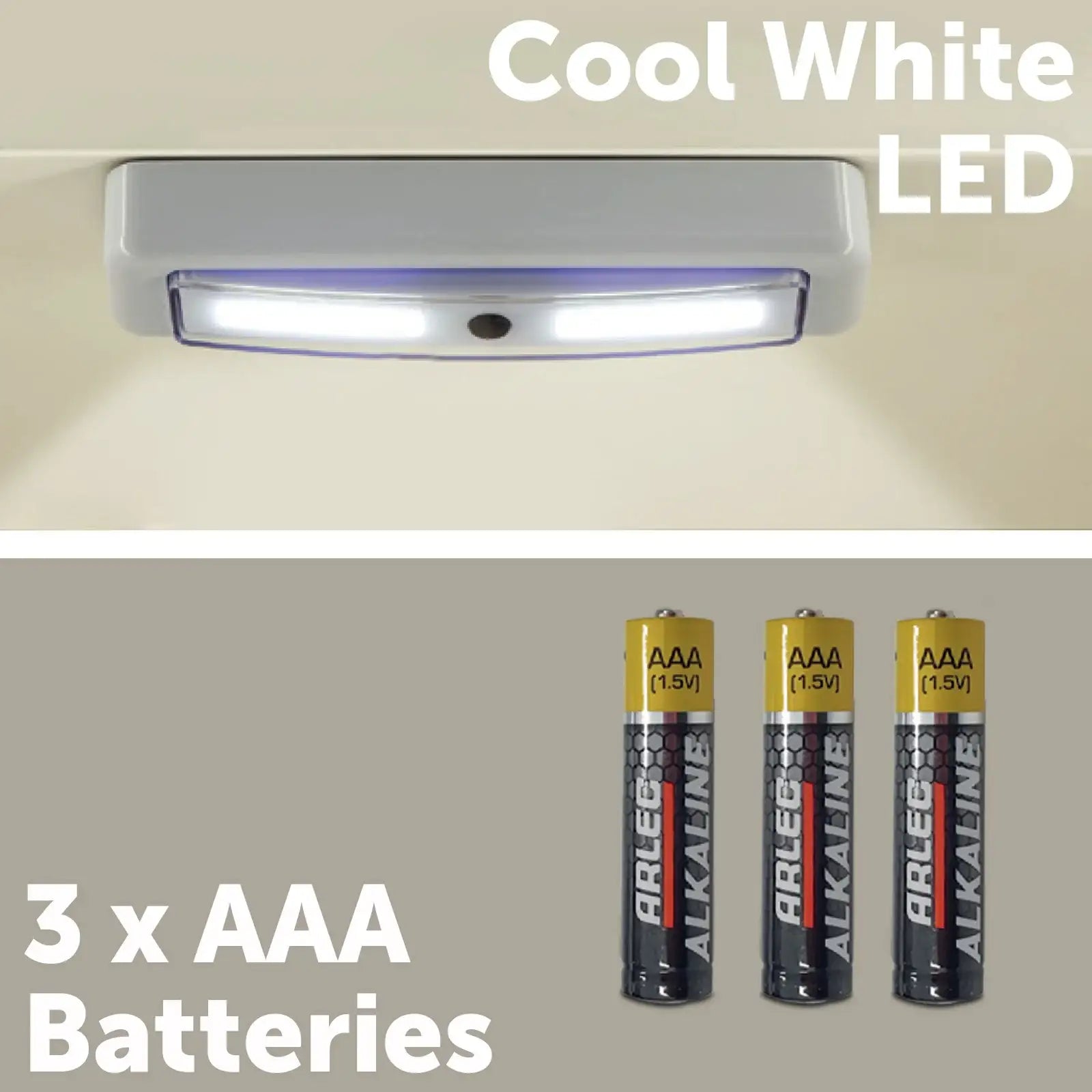 Arlec battery operated push light, COB LED strip for cupboards and kitchens, easy install light bar