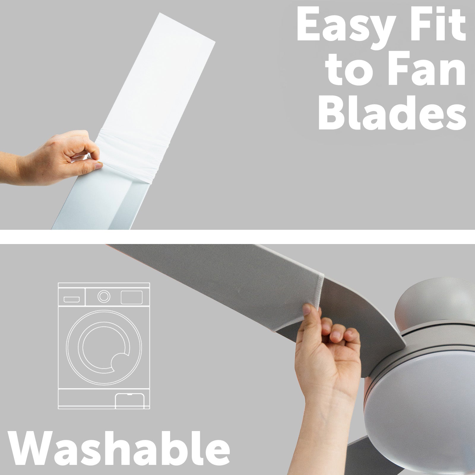 Arlec Ceiling Fan Blade Sleeve - 4 Pack – Easy-Clean Fan Blade Covers to Prevent Dust
