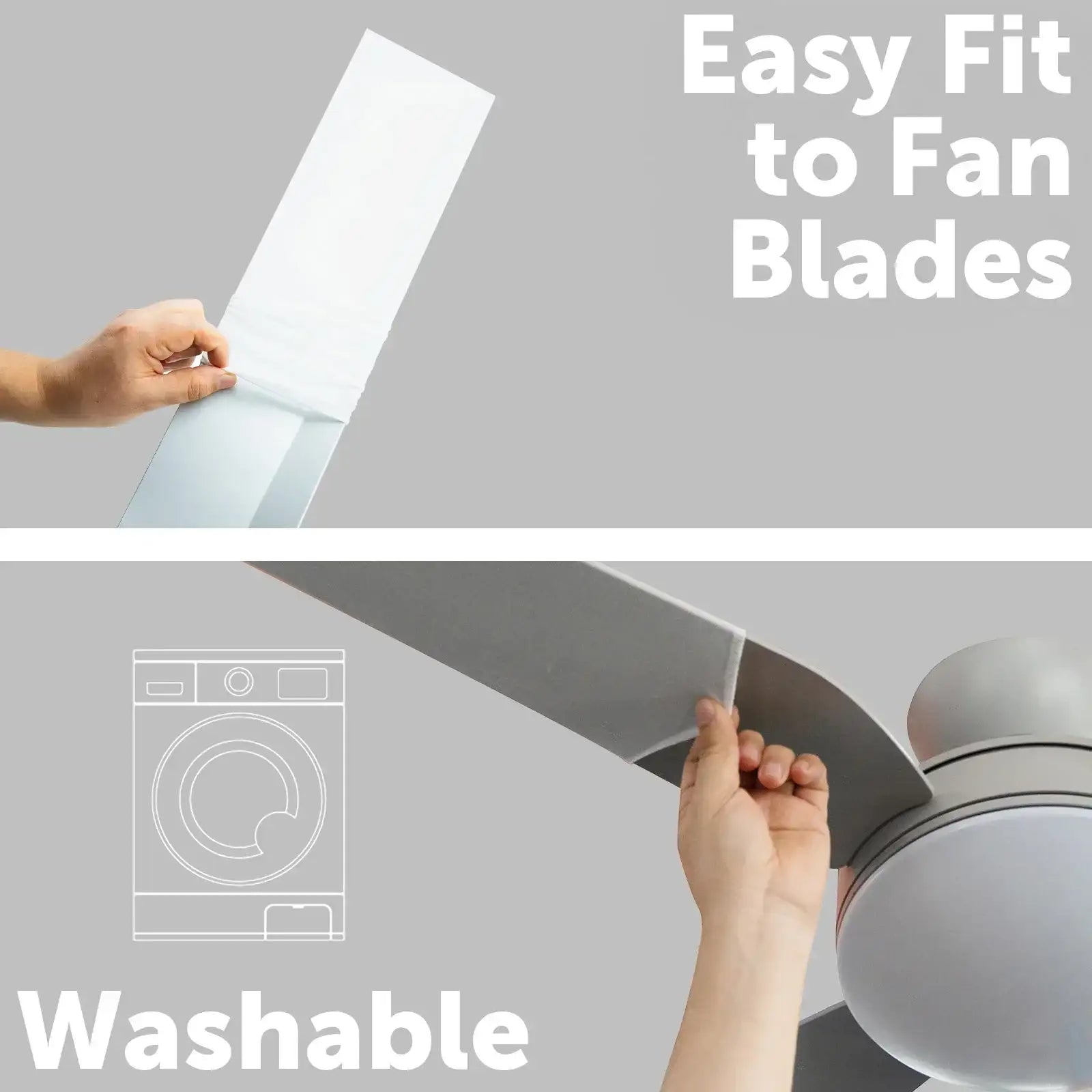 Arlec Ceiling Fan Blade Sleeve - 4 Pack – Easy-Clean Fan Blade Covers to Prevent Dust